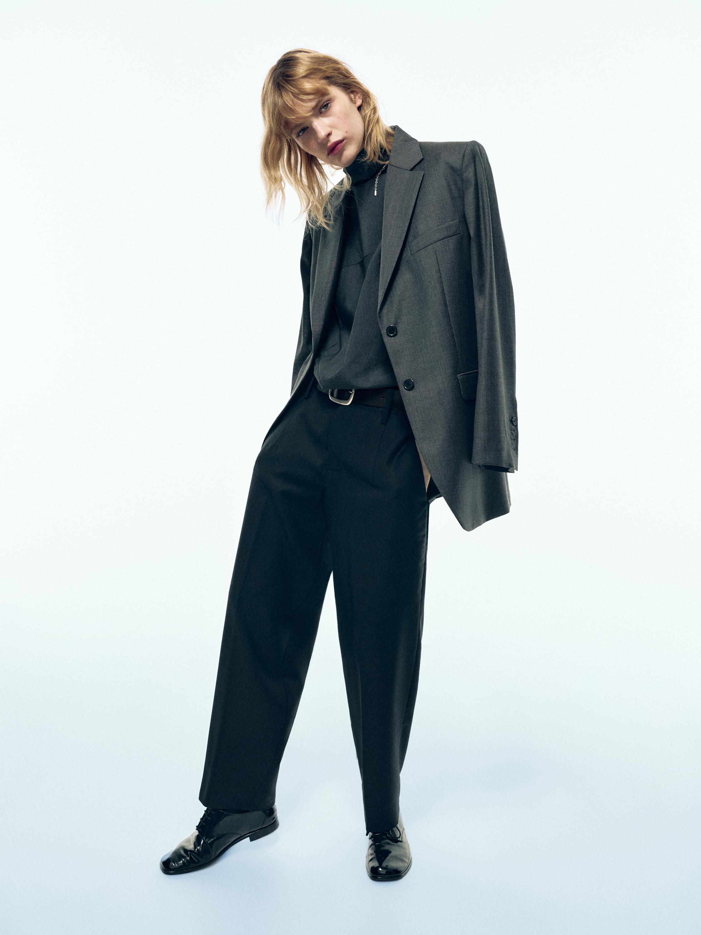 100% wool boyfriend fit trousers