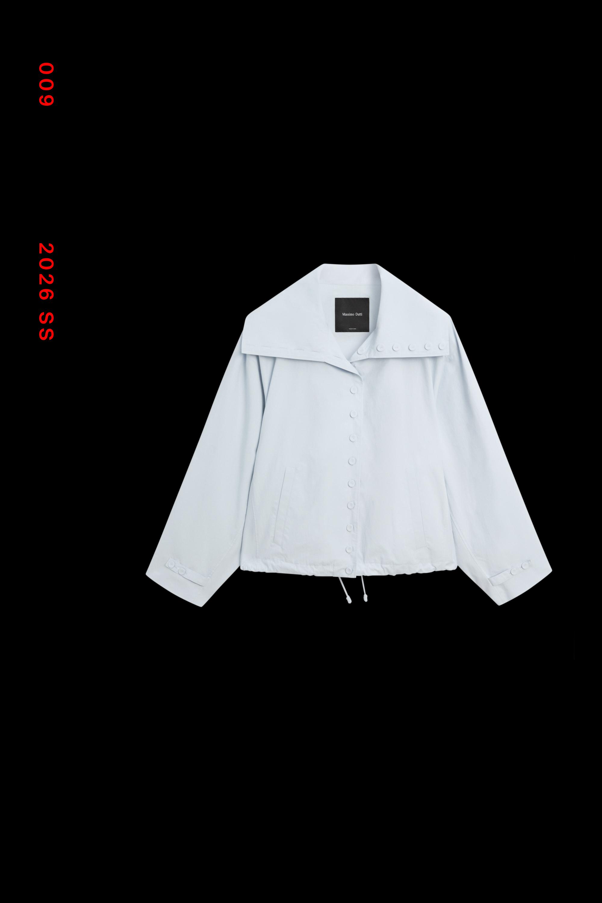 Cropped button-detail bomber jacket — FADED BLUE