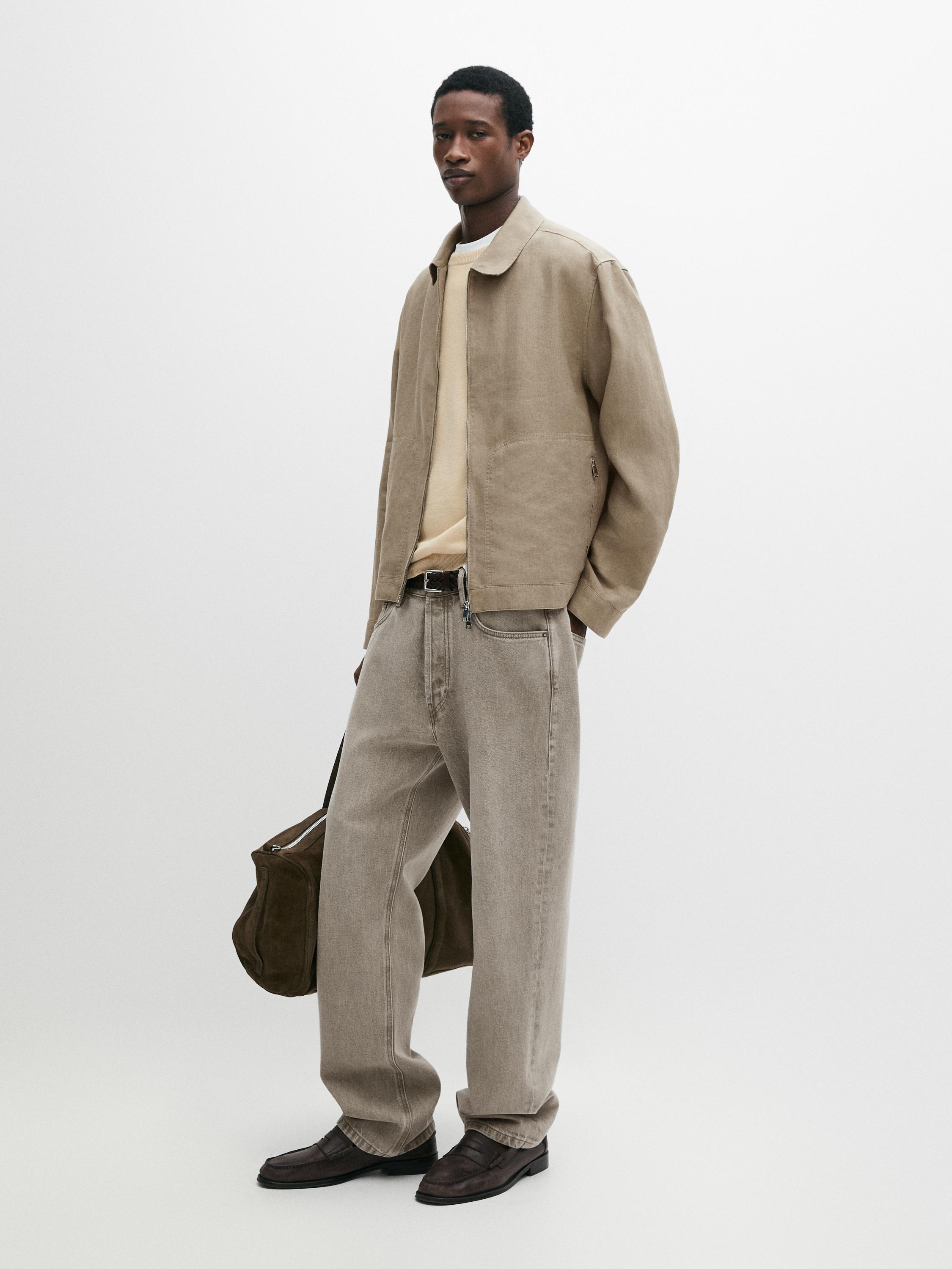 Cropped 100% linen jacket — OCHRE