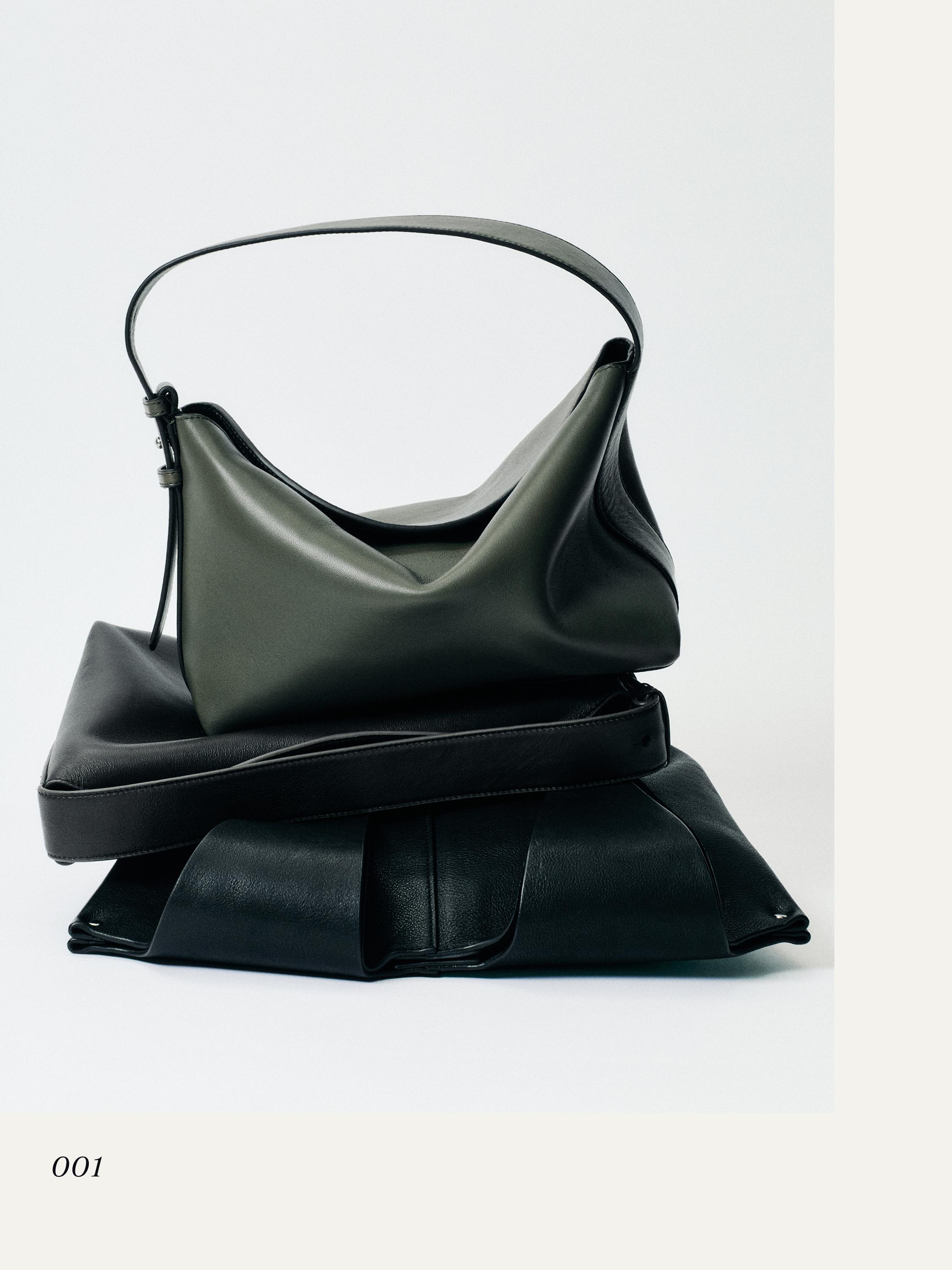 Small nappa leather shoulder bag — KHAKI