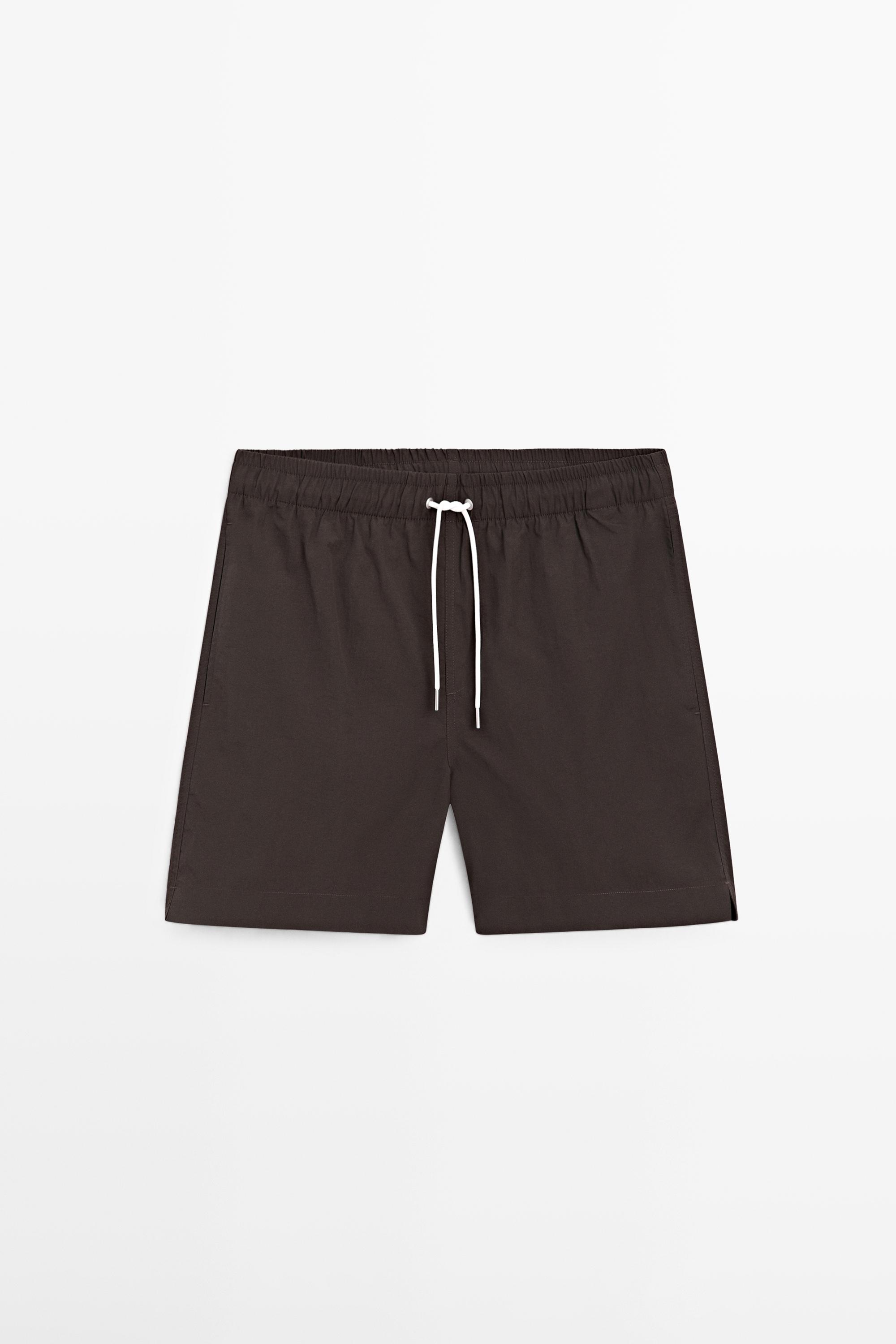 Plain swim trunks — BROWN
