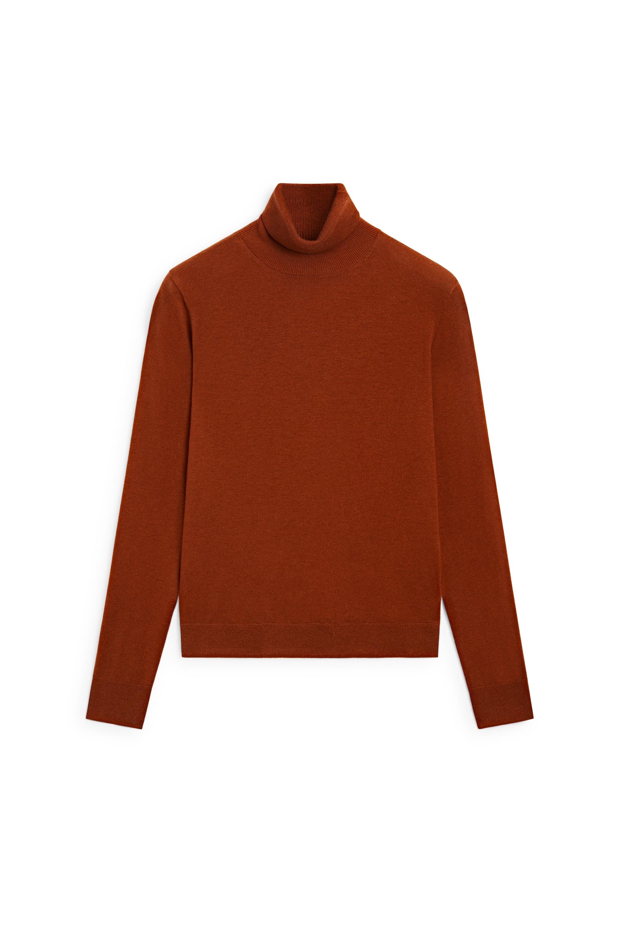 Wool-blend turtleneck knit sweater — COPPER