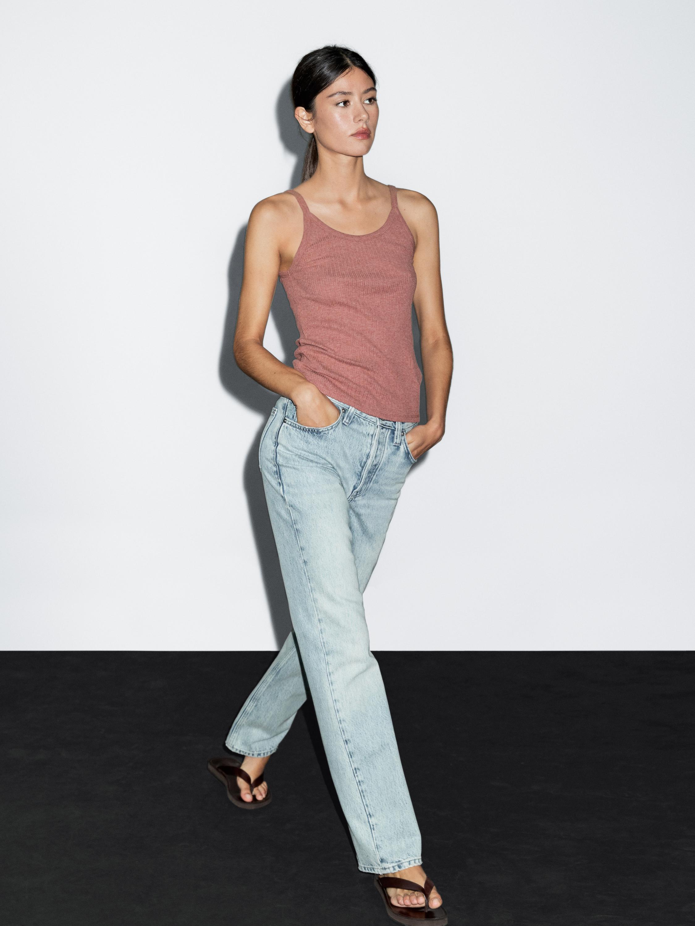 100% cotton marl strappy top