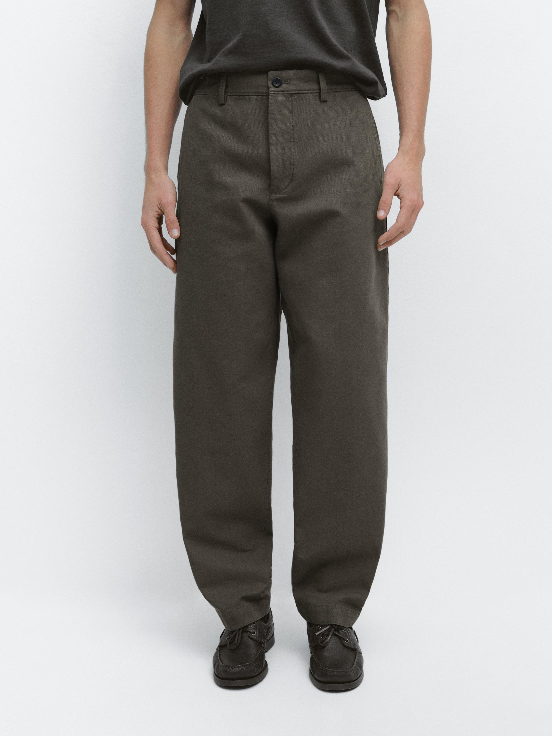 Tapered fit cotton pants