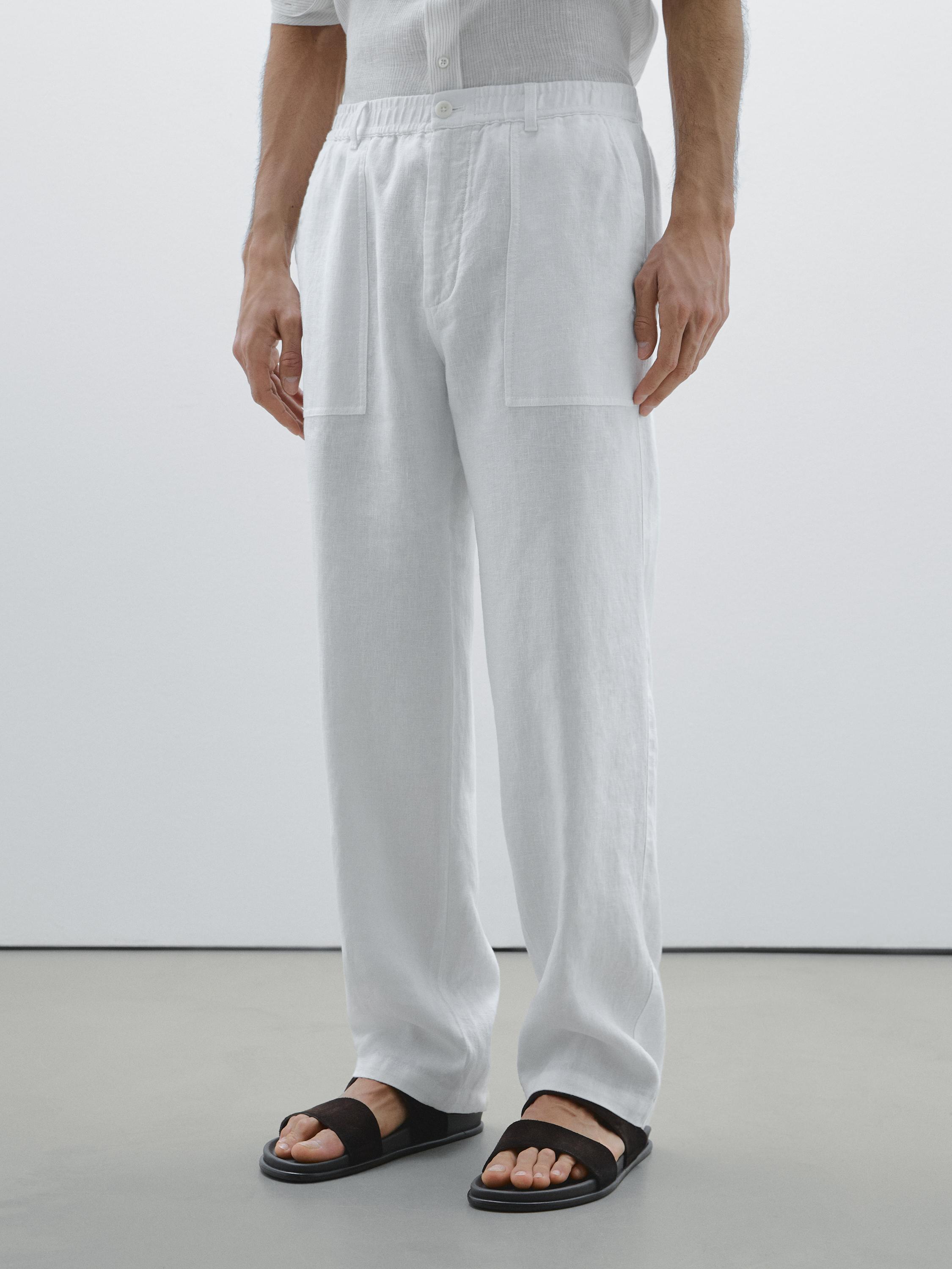 100% linen jogger fit trousers