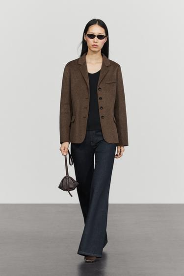Wool blend blazer — BROWN 1