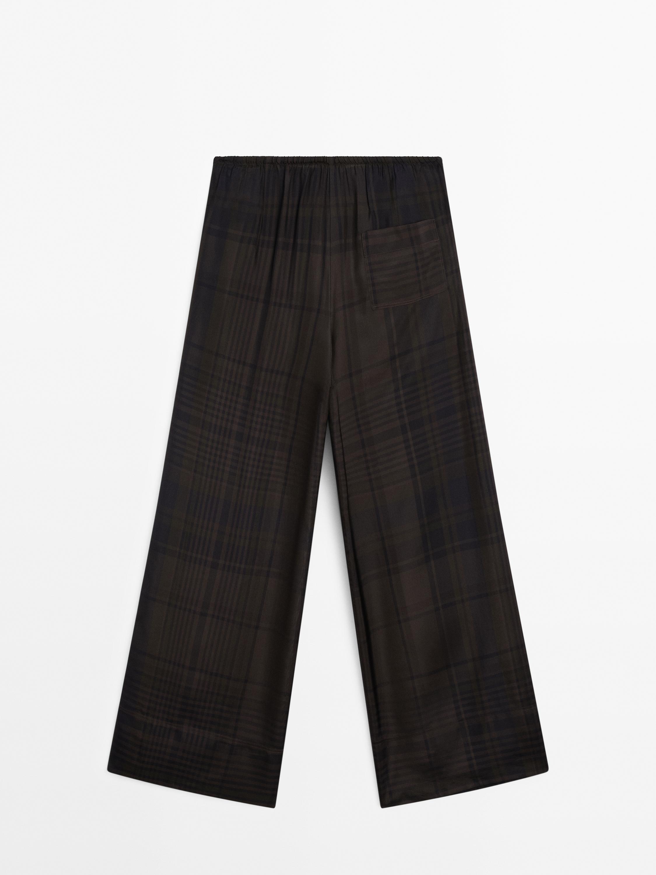 Check trousers with elastic waistband