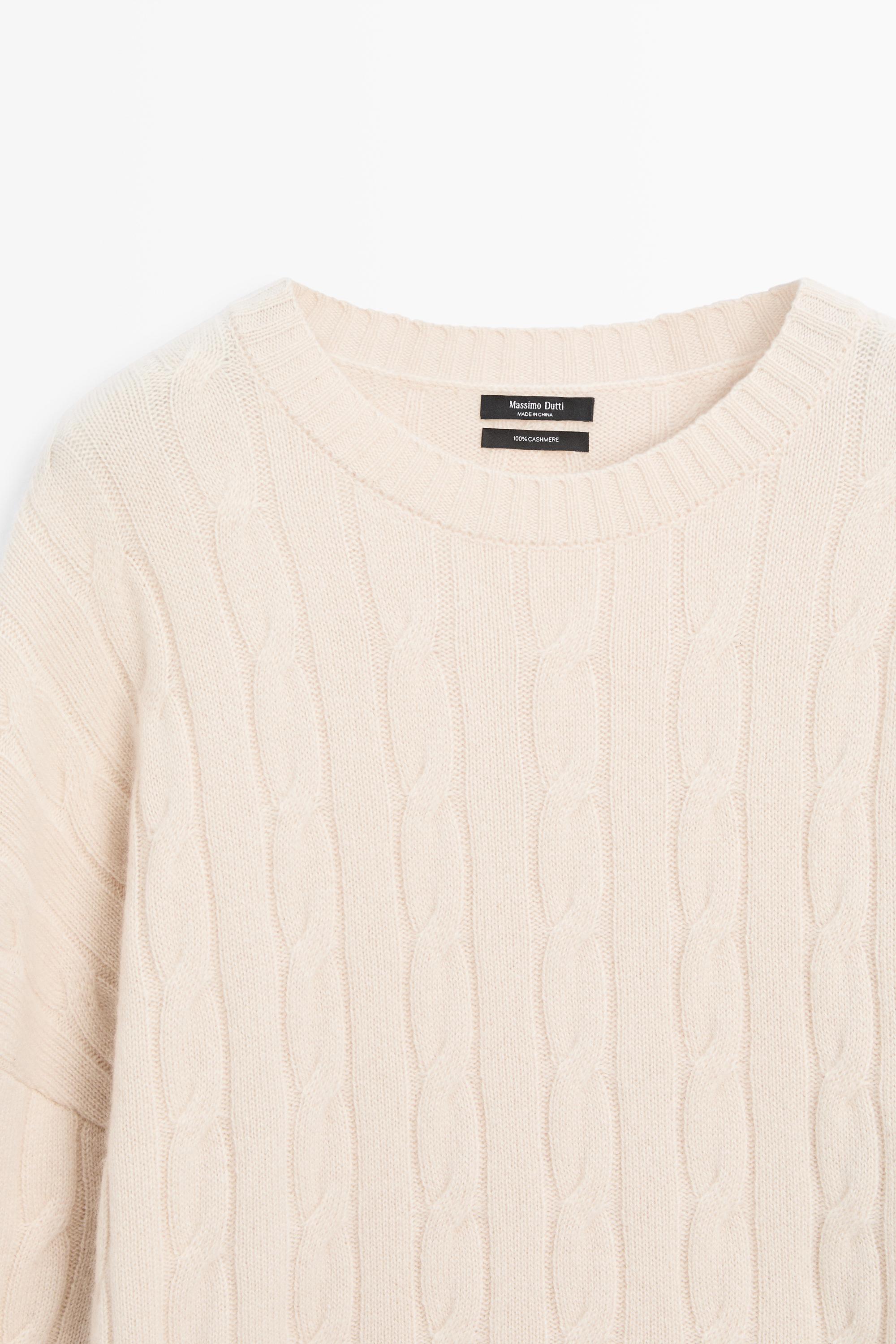 100% cashmere cable-knit sweater — BEIGE