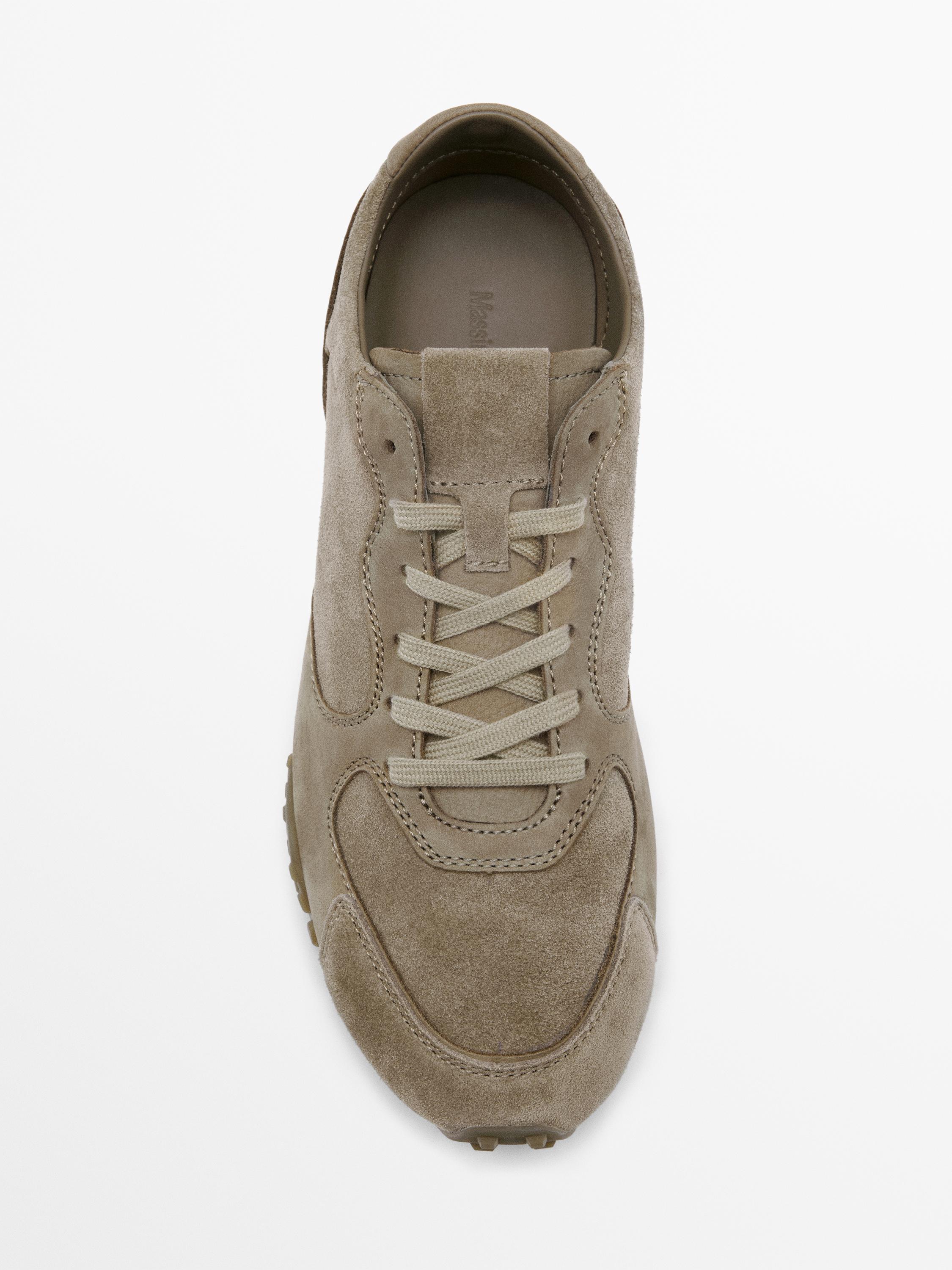 Contrast leather trainers — MINK