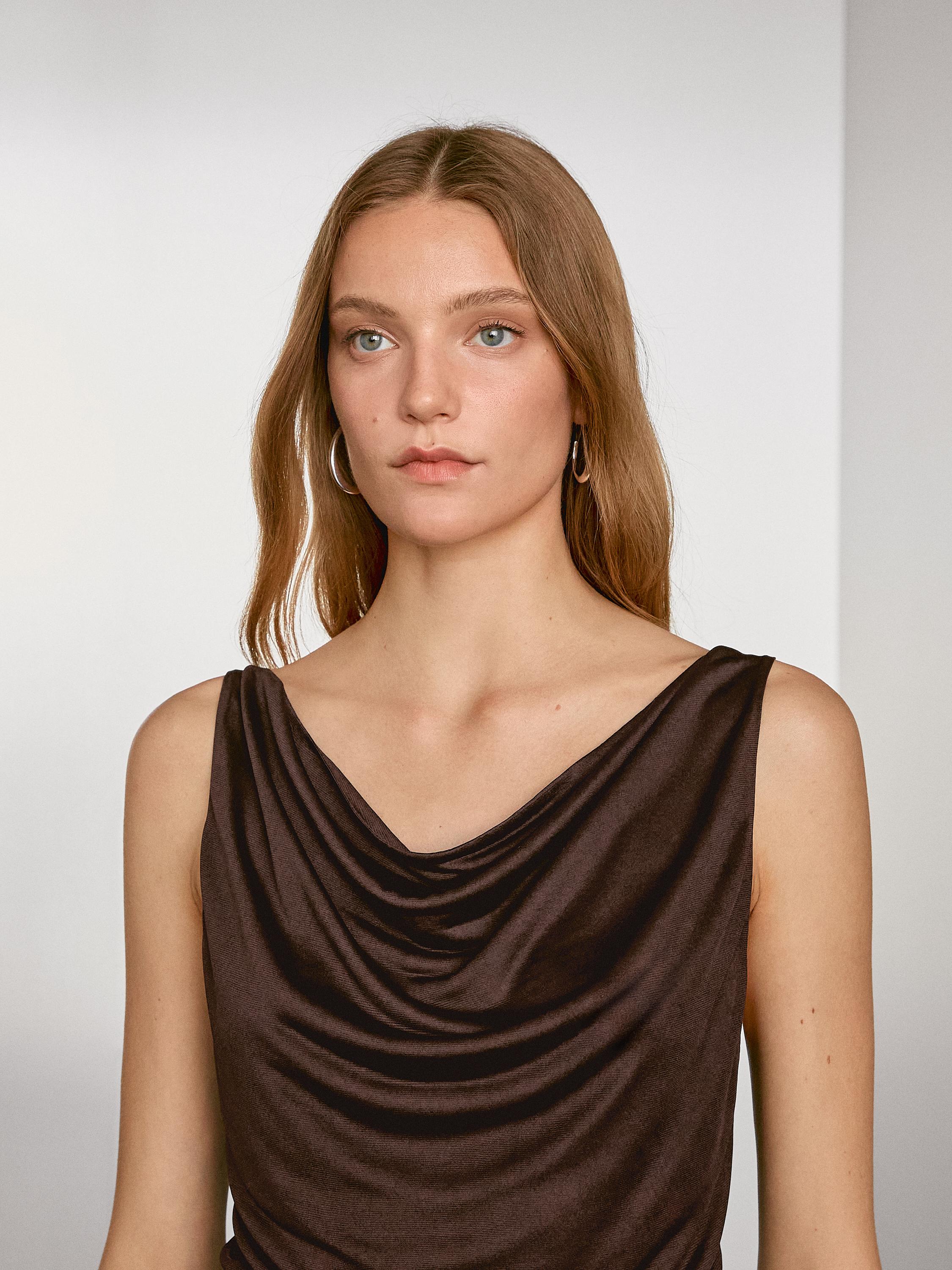 Flowing draped neck top