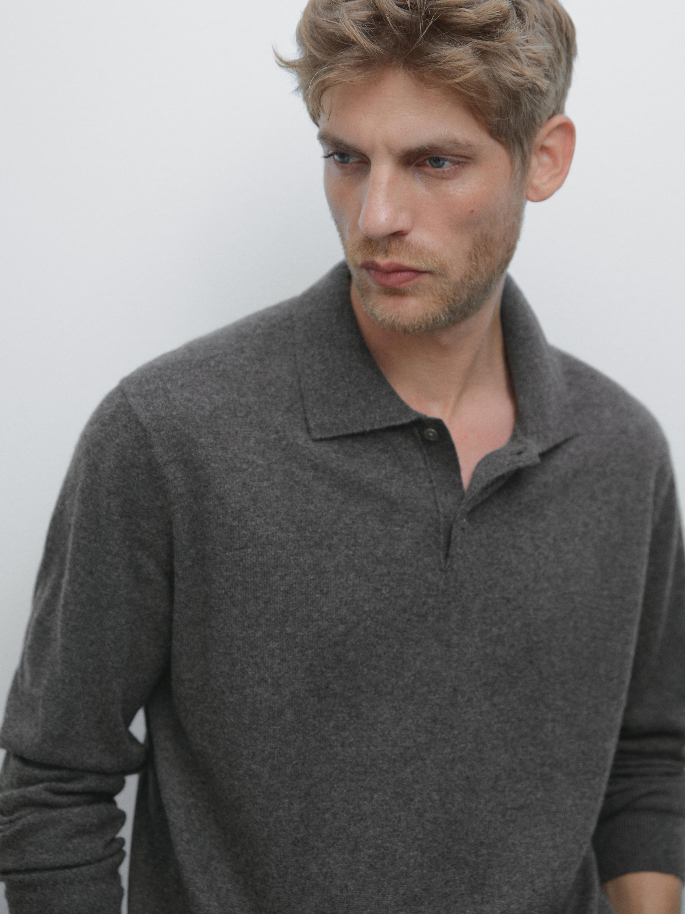 Polo punto rib 100% cashmere
