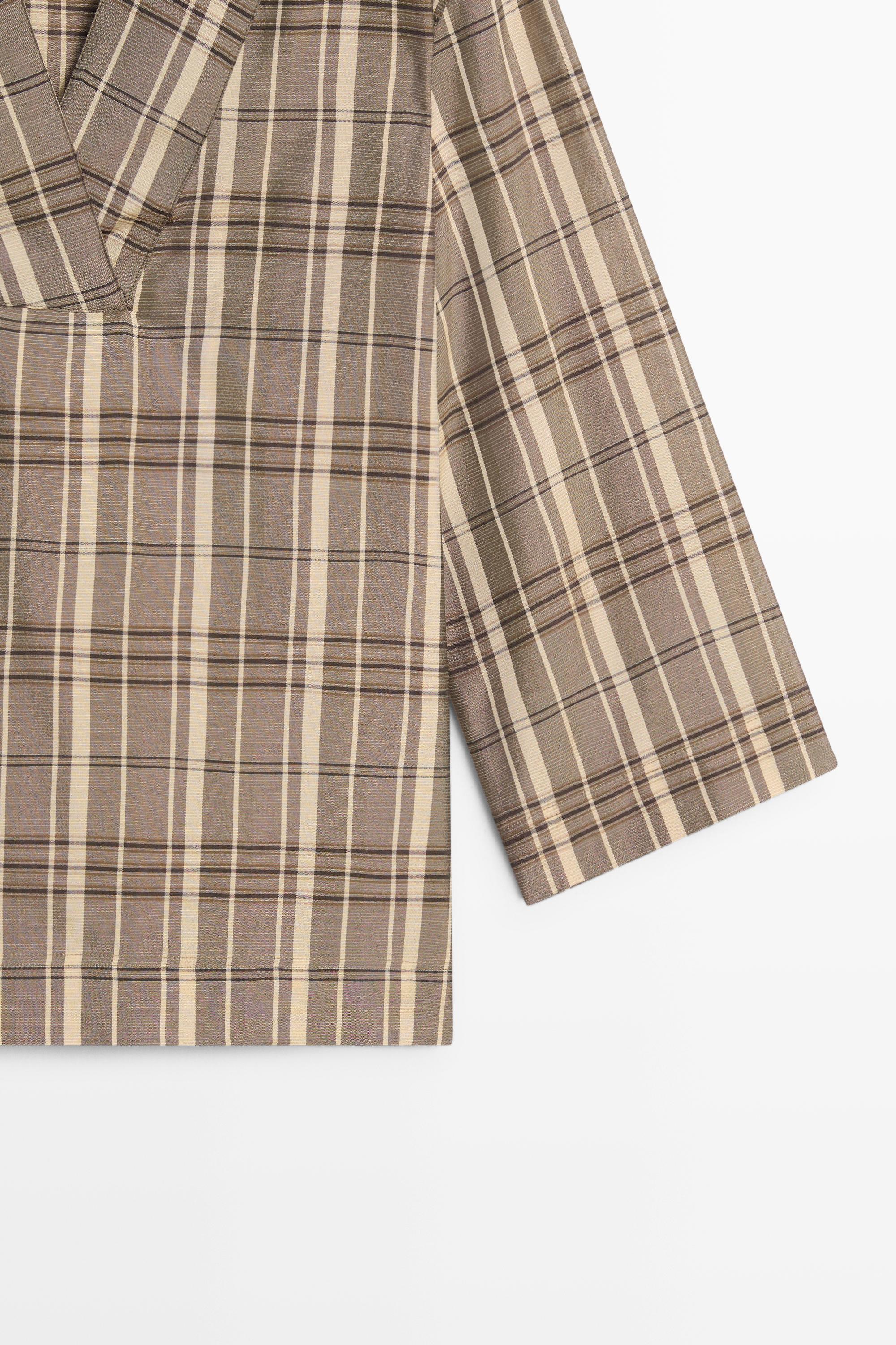 Oversize check polo shirt — GREY