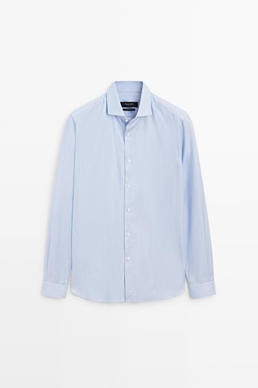 Slim fit striped 100% cotton shirt — BLUE 2