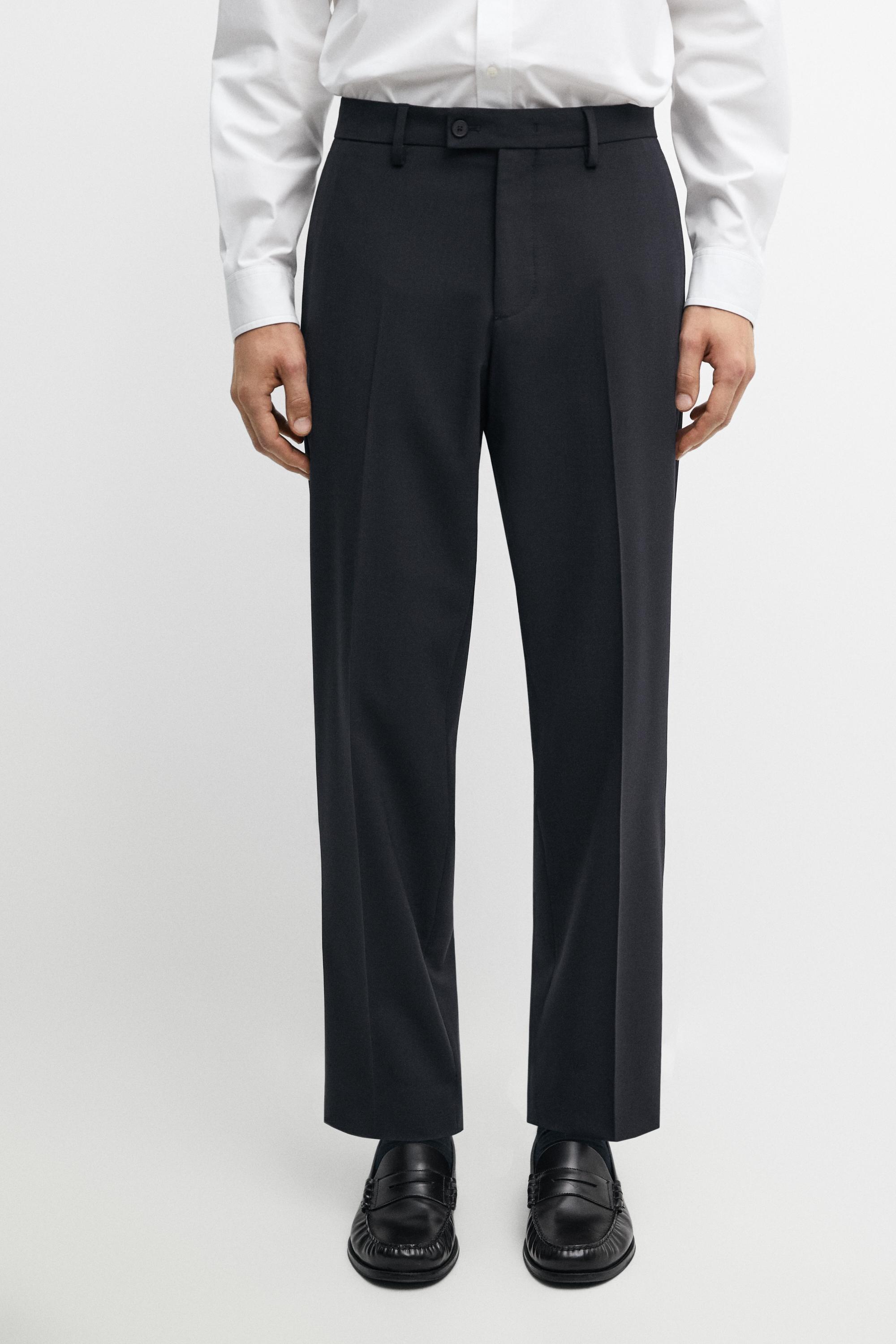 Wool blend suit pants — NAVY BLUE