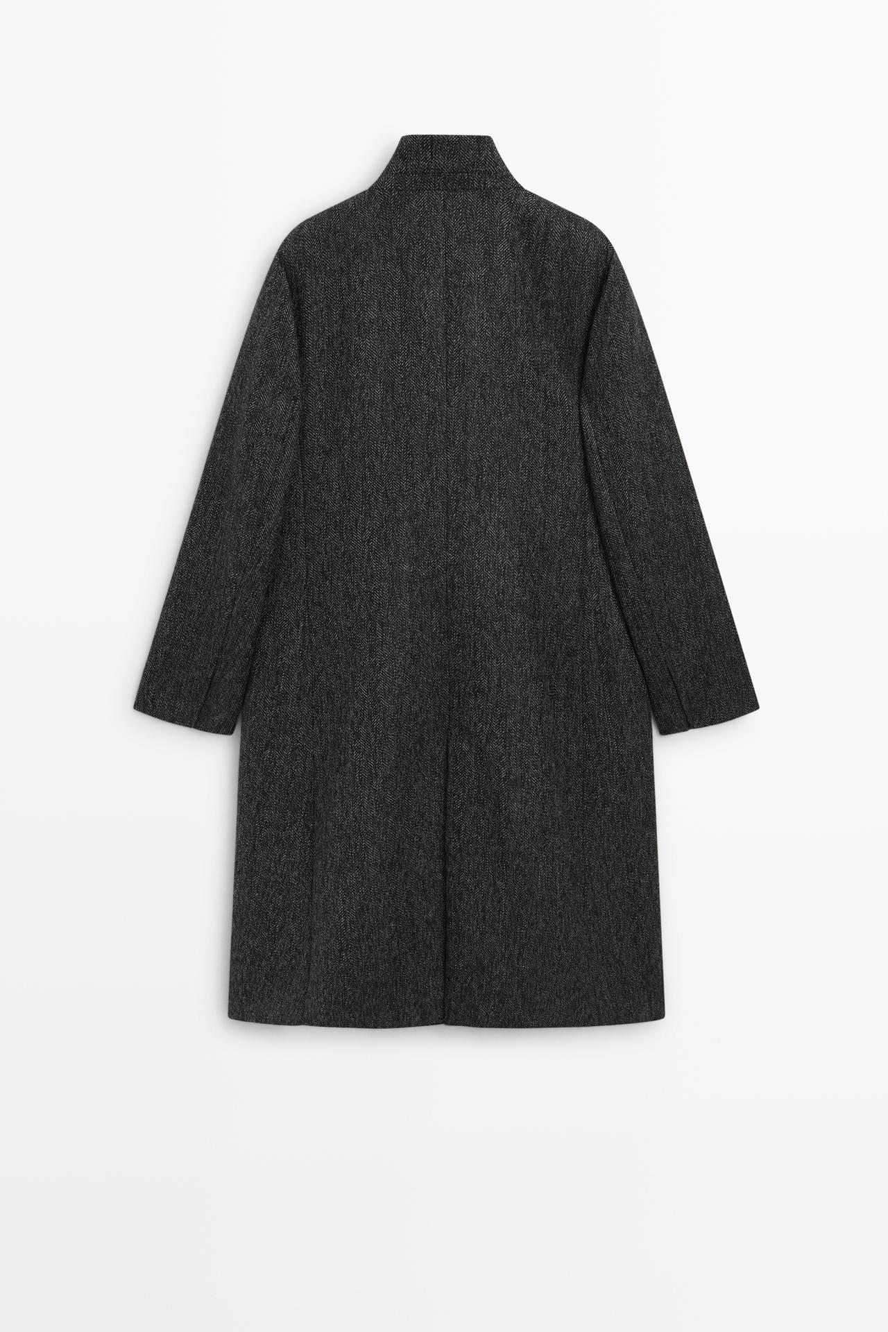 Long wool blend coat with marl finish — GREY