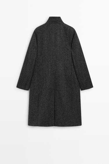 Long wool blend coat with marl finish — GREY 6