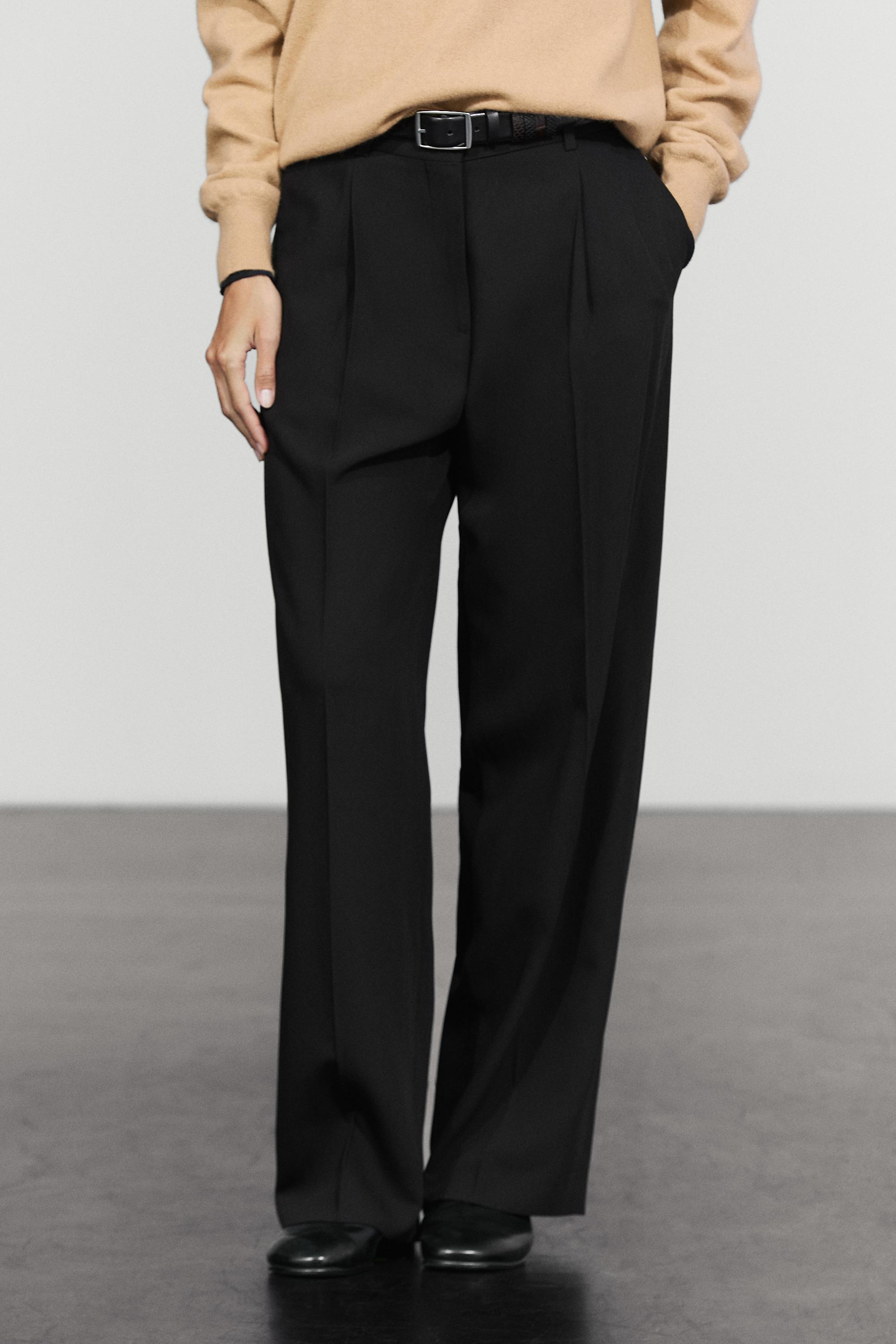 Flowing pleated pants · Black · Trousers | Massimo Dutti