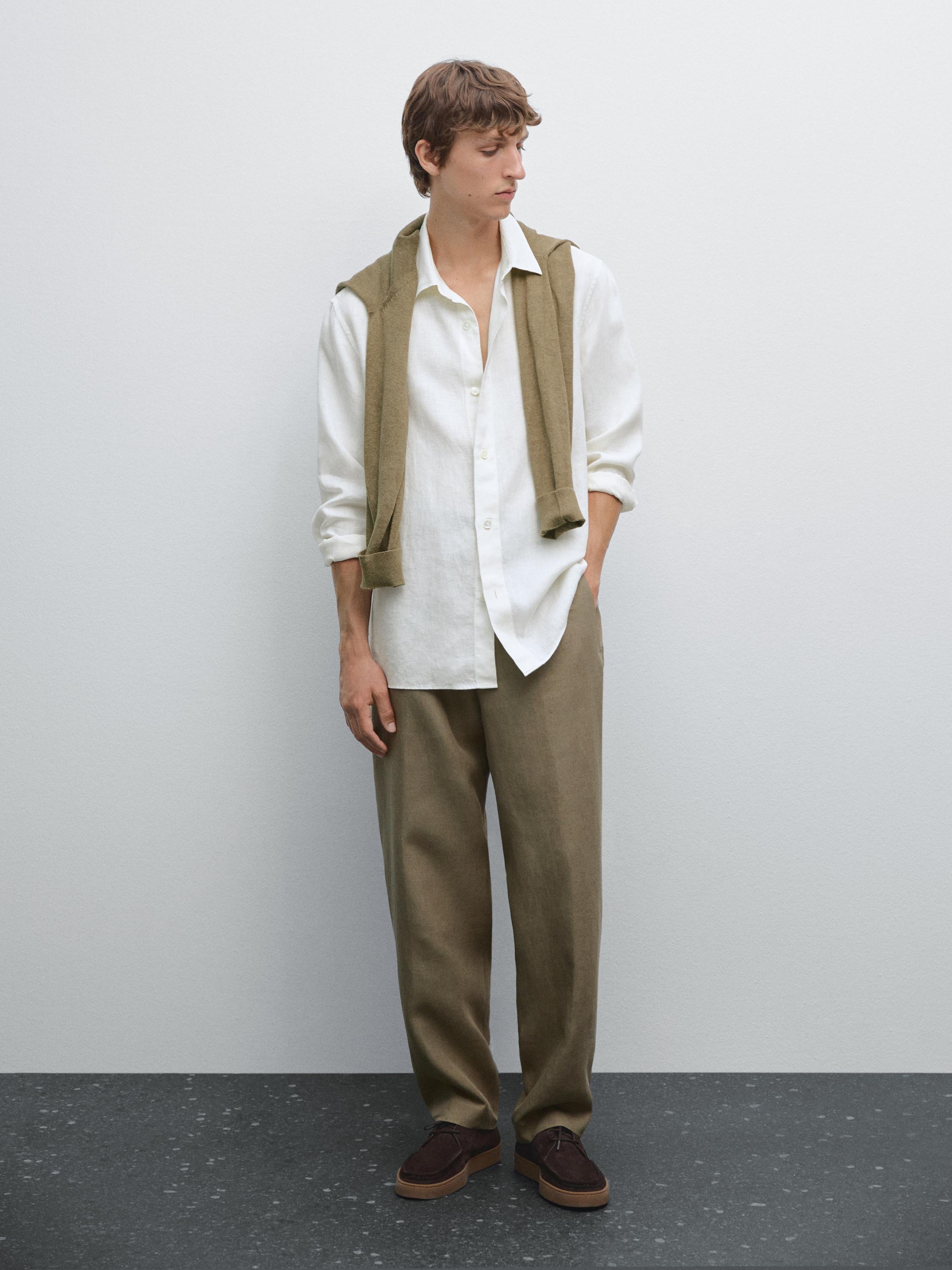 100% linen suit trousers