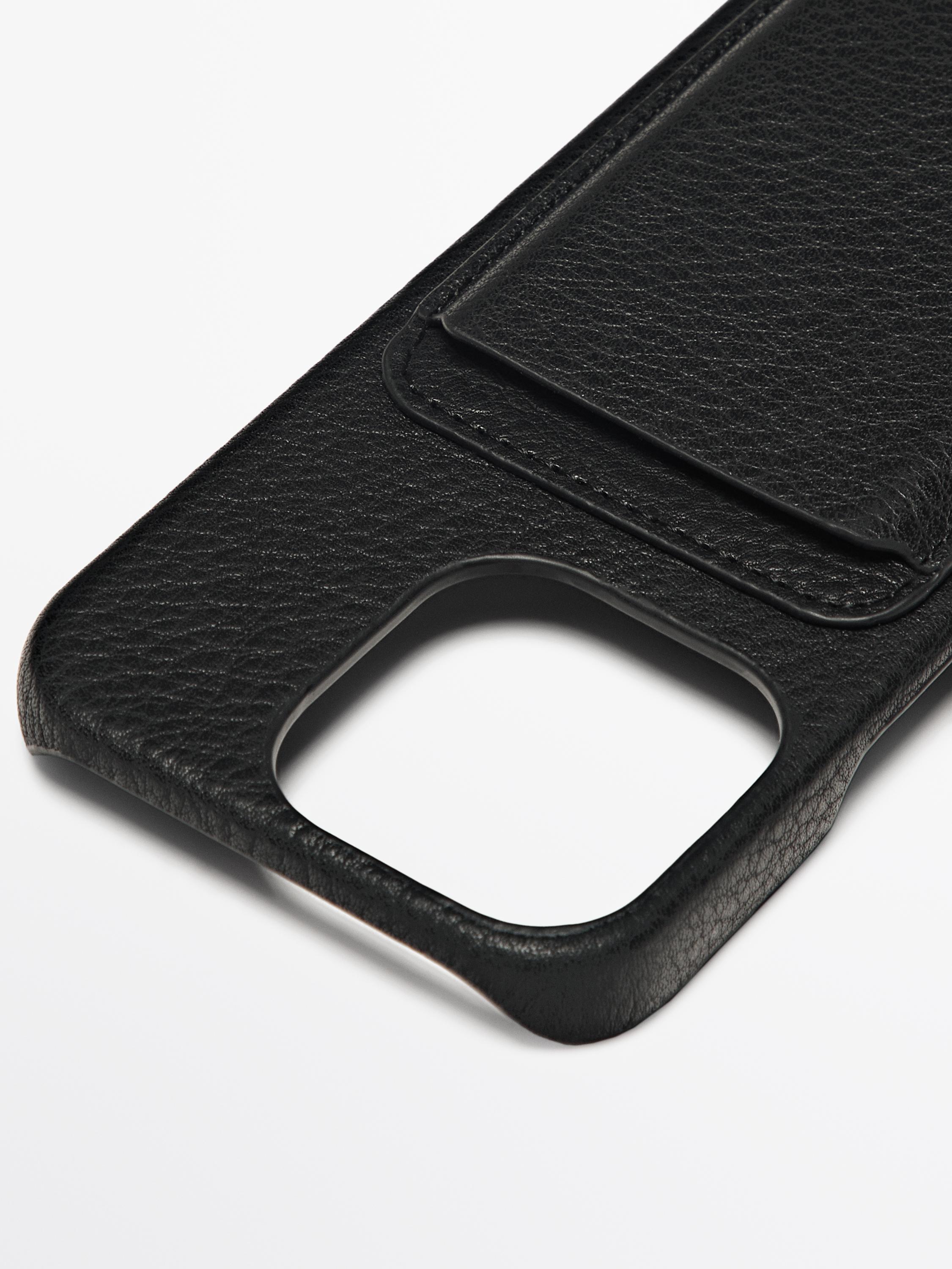 Nappa leather iPhone 16 Pro case — BLACK