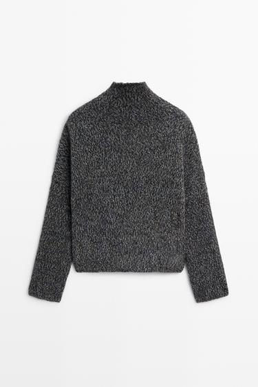 100% wool mouliné knit sweater — MEDIUM BLUE 6