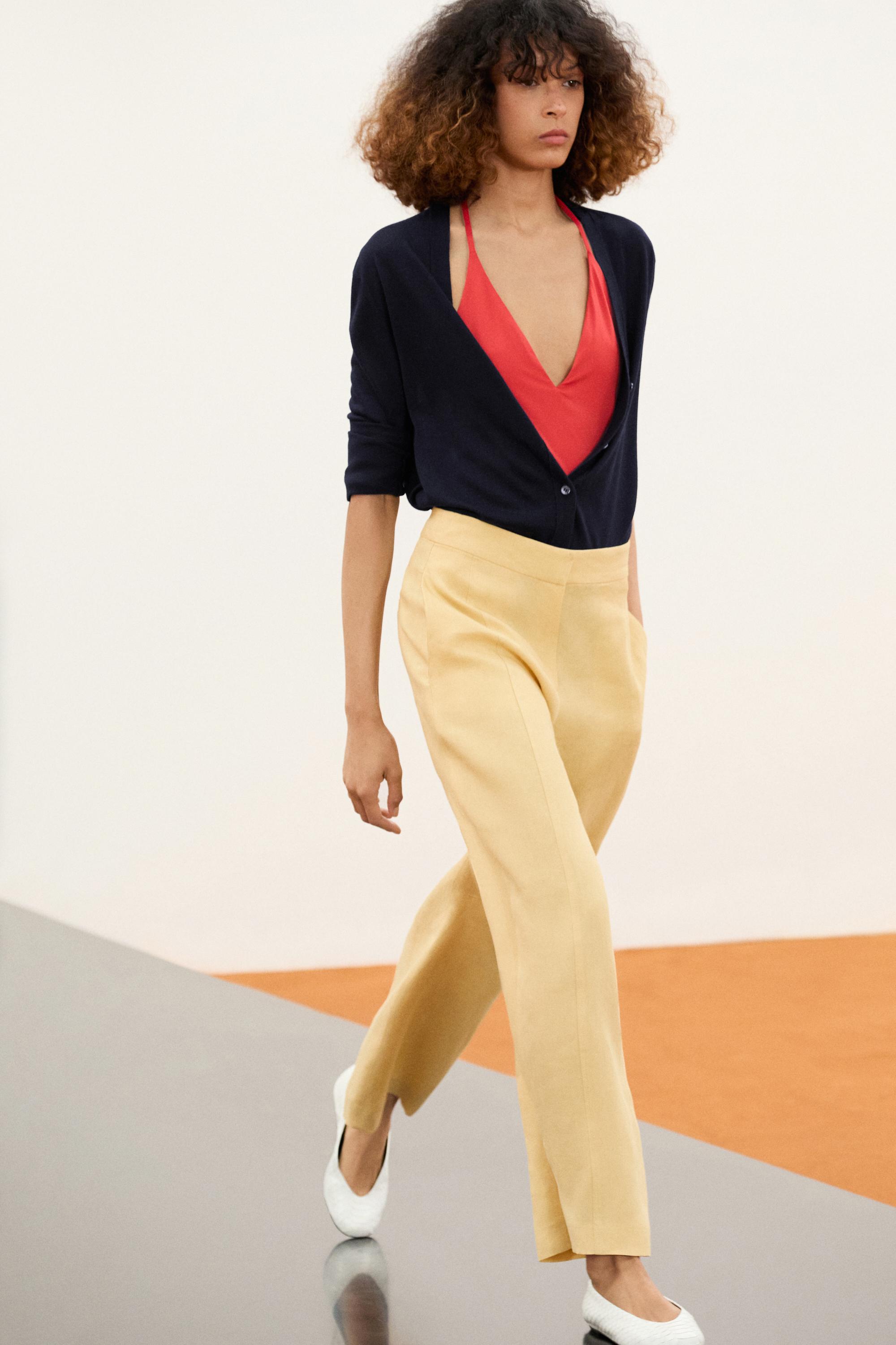 Linen barrel fit pants — YELLOW