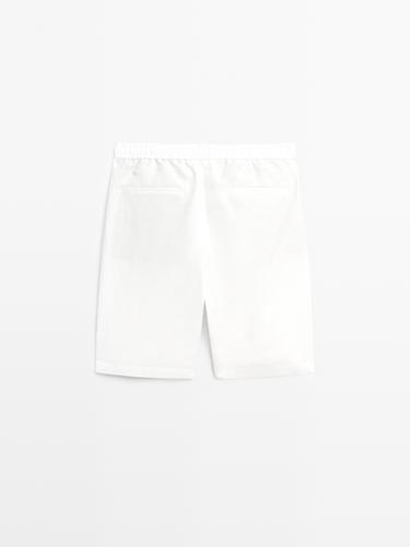 100% linen short Bermuda shorts — Off white 6