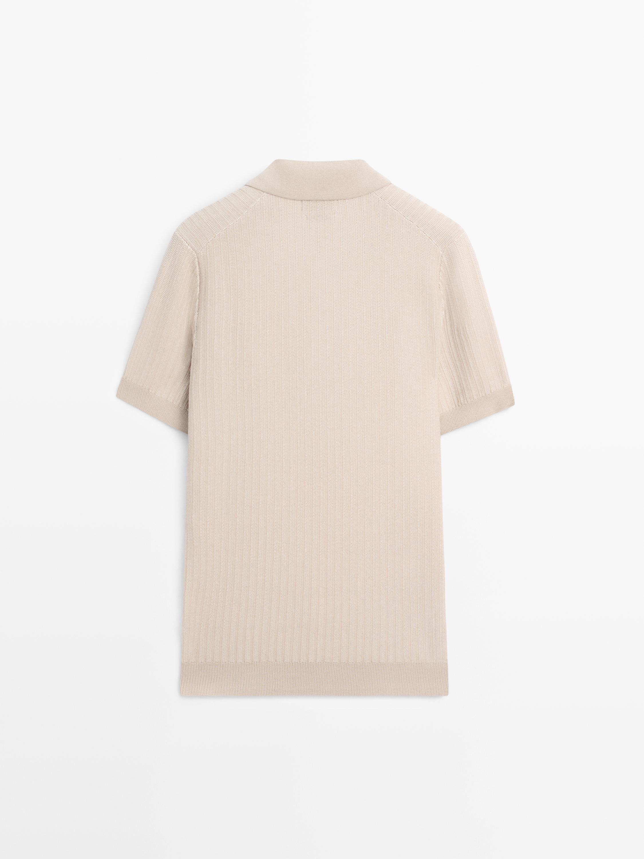 Jacquard knit polo sweater — BEIGE