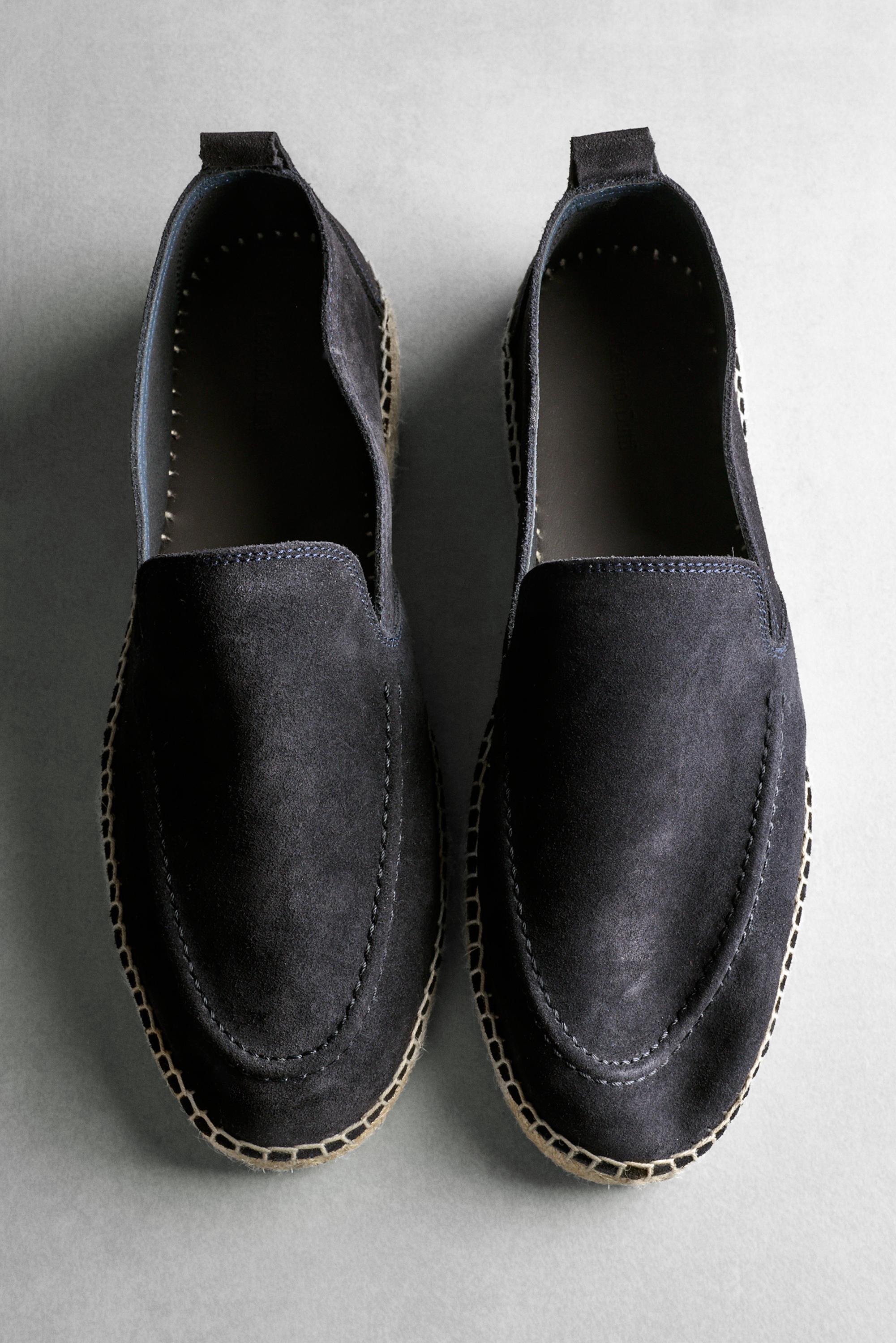 Leather espadrilles with moc toe — Dark blue
