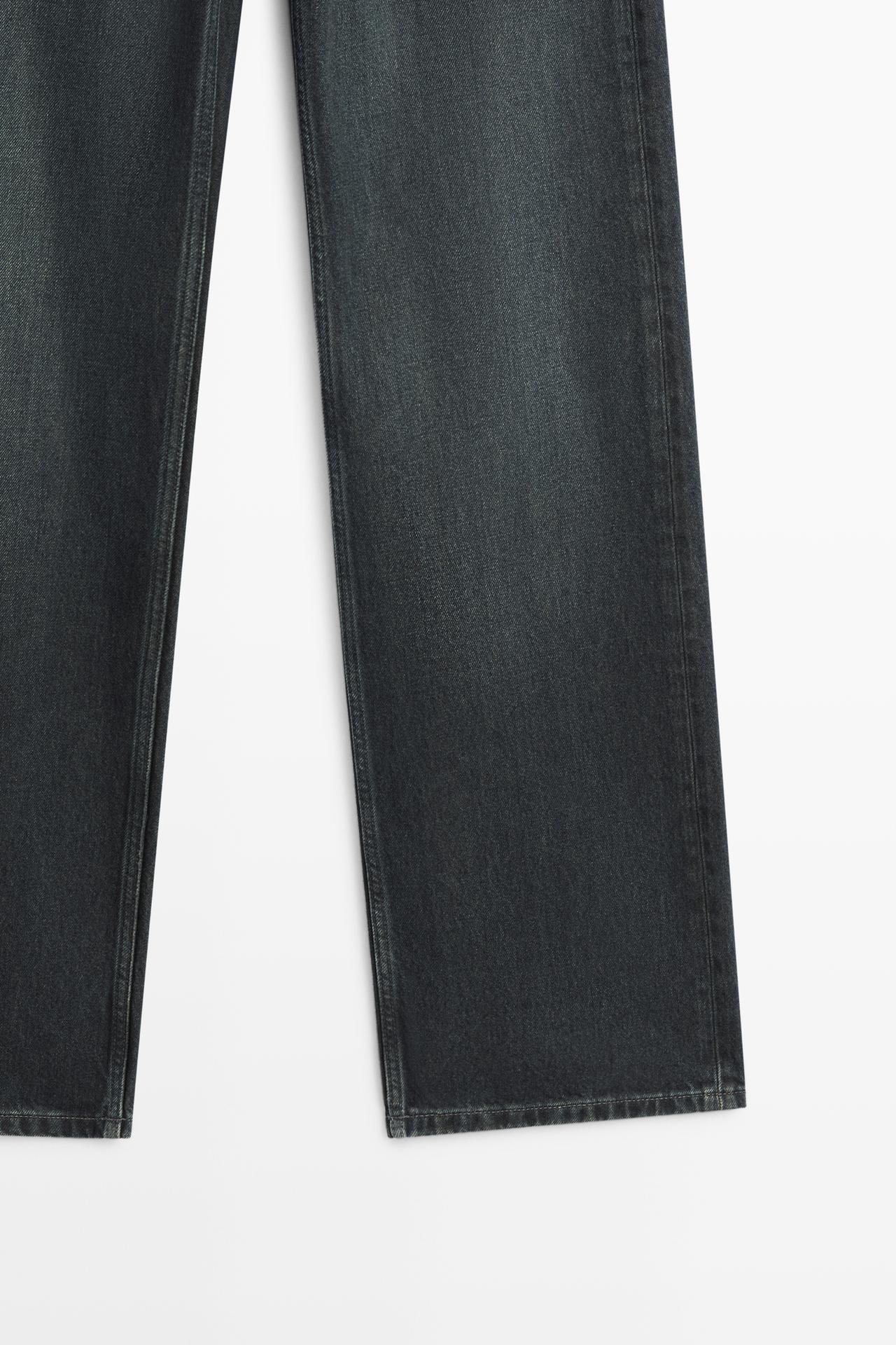 Wide-leg mid-waist jeans — Dark blue