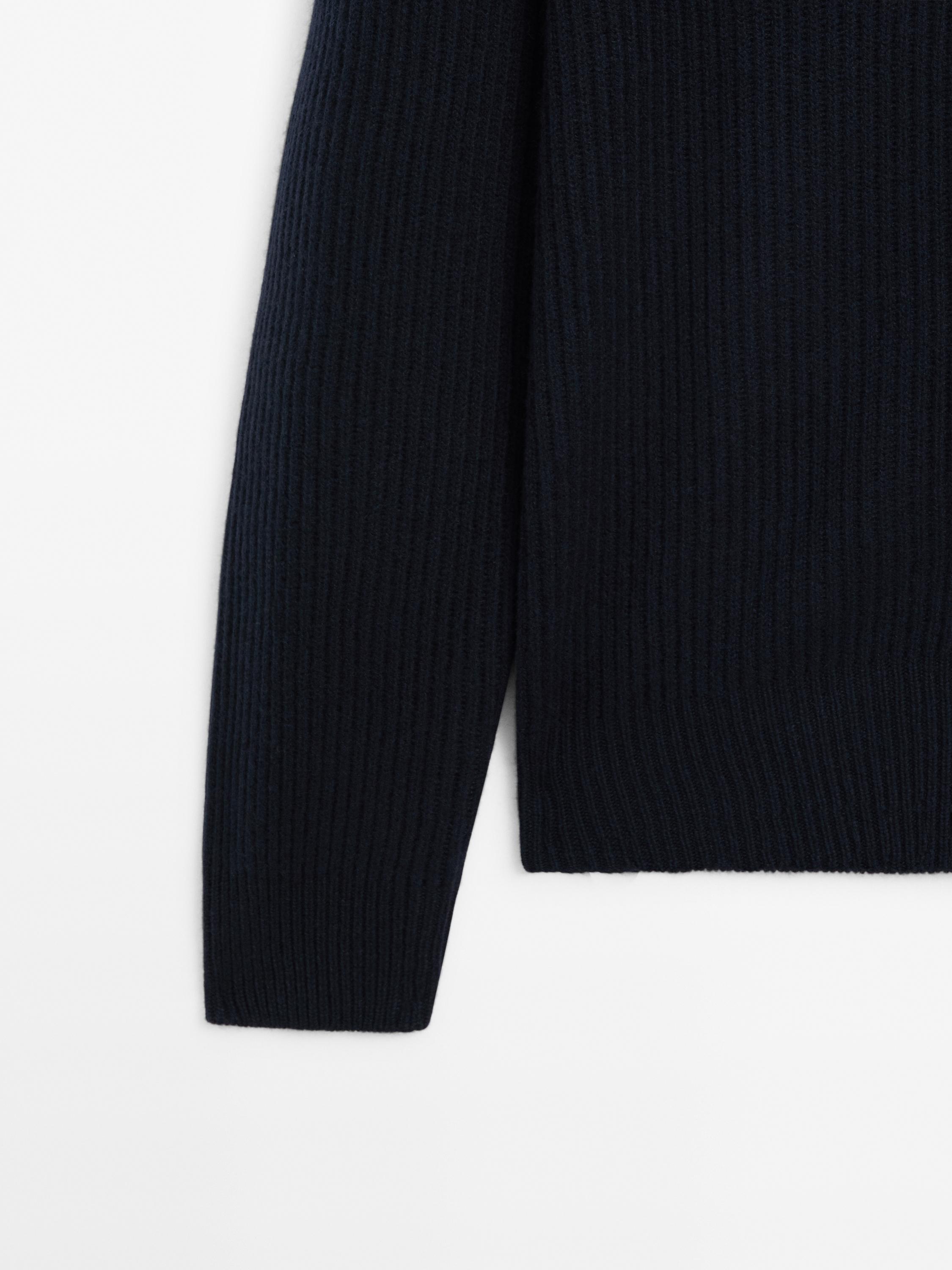 Knit cardigan with shawl neck