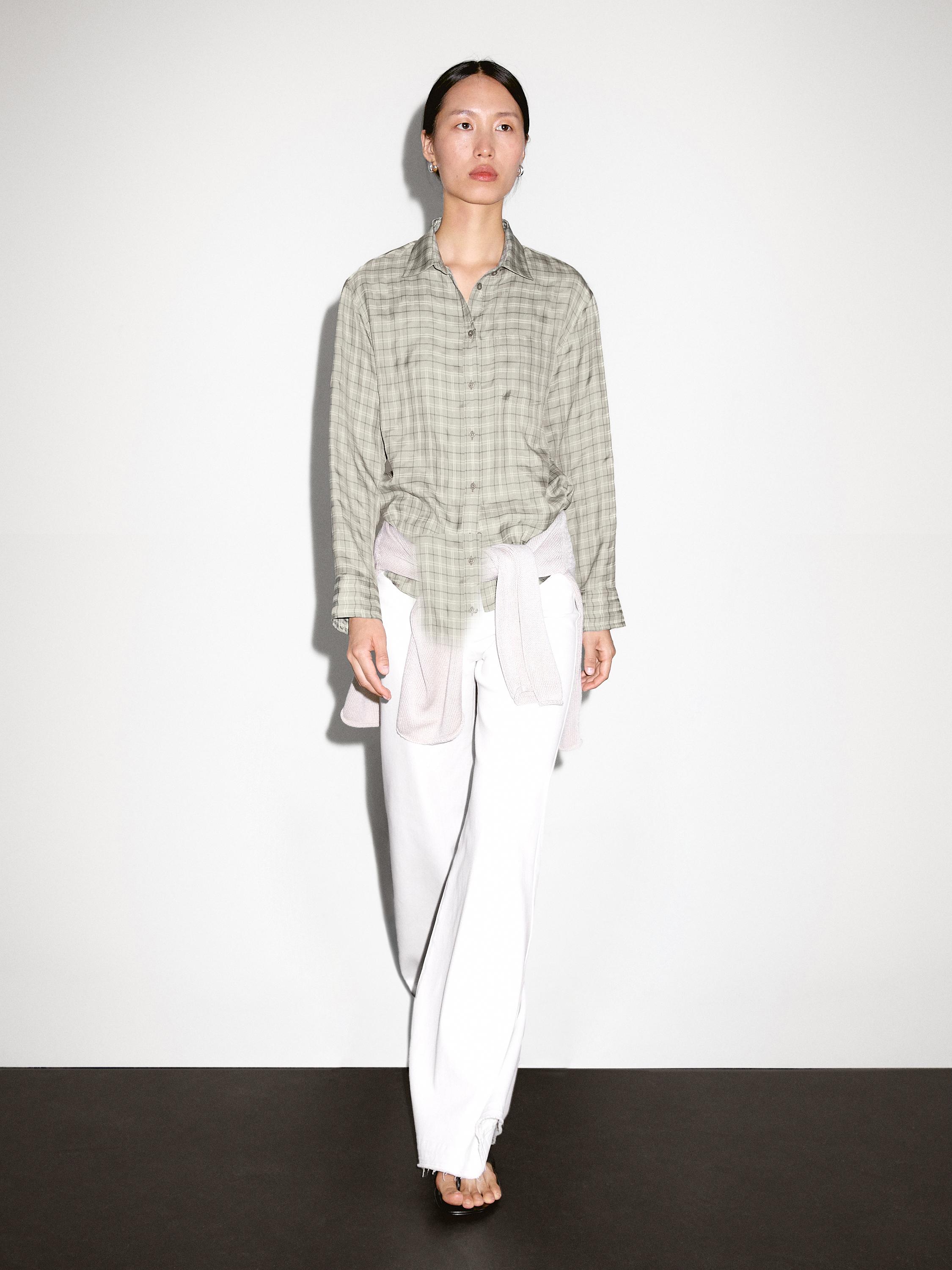Flowing checkered shirt 100% cupro