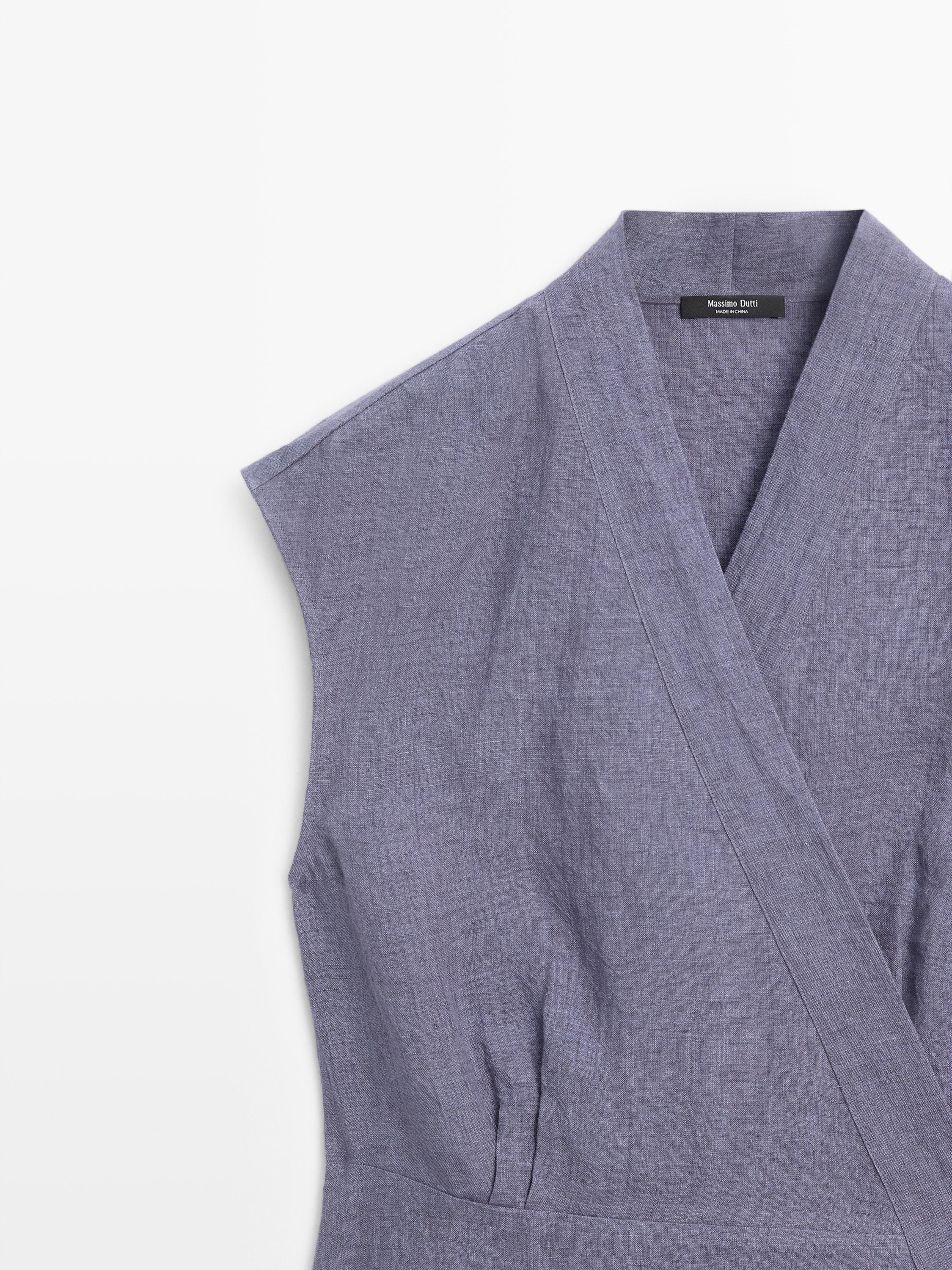100% linen crossover waistcoat