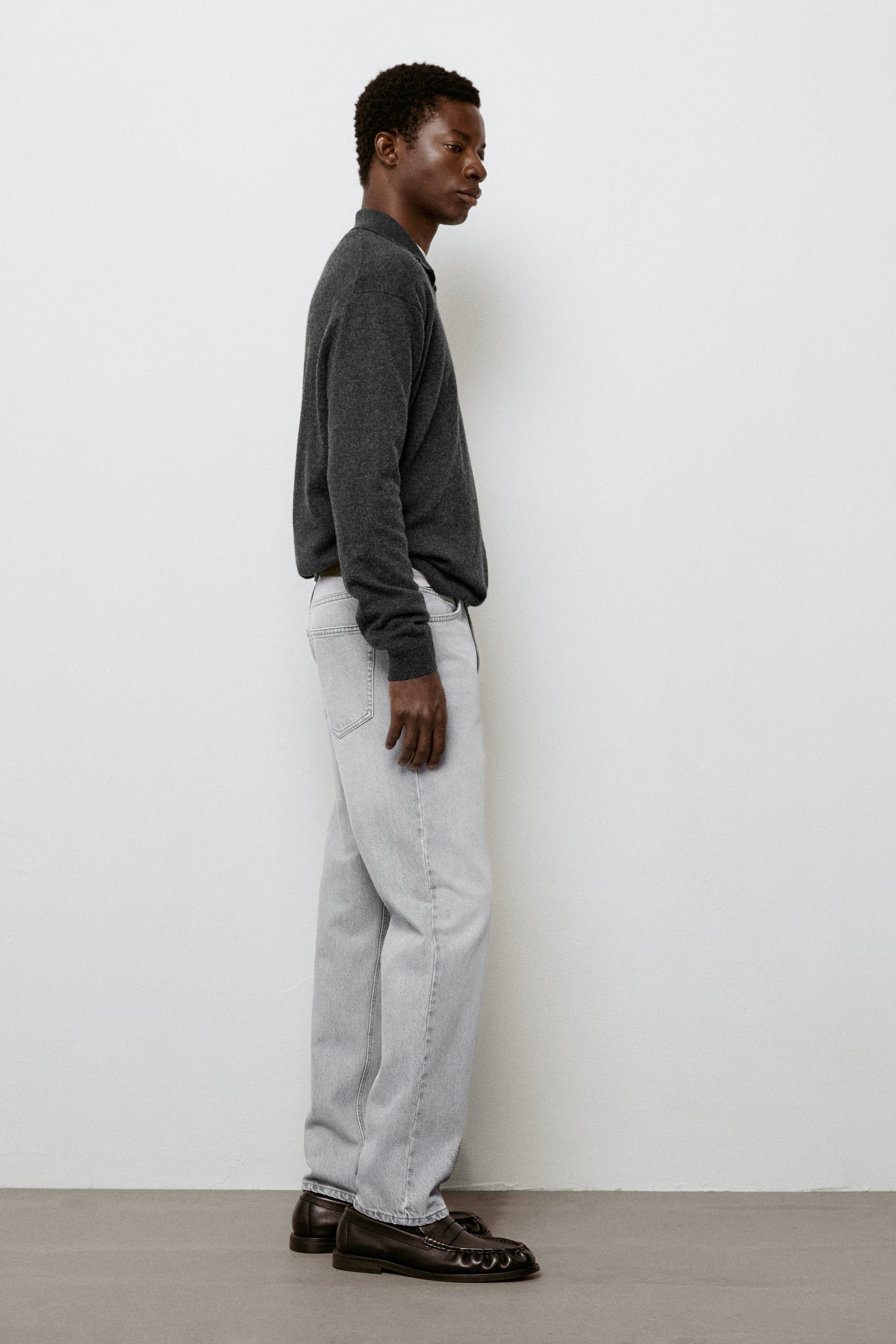Stonewashed tapered-fit jeans — GREY MARL