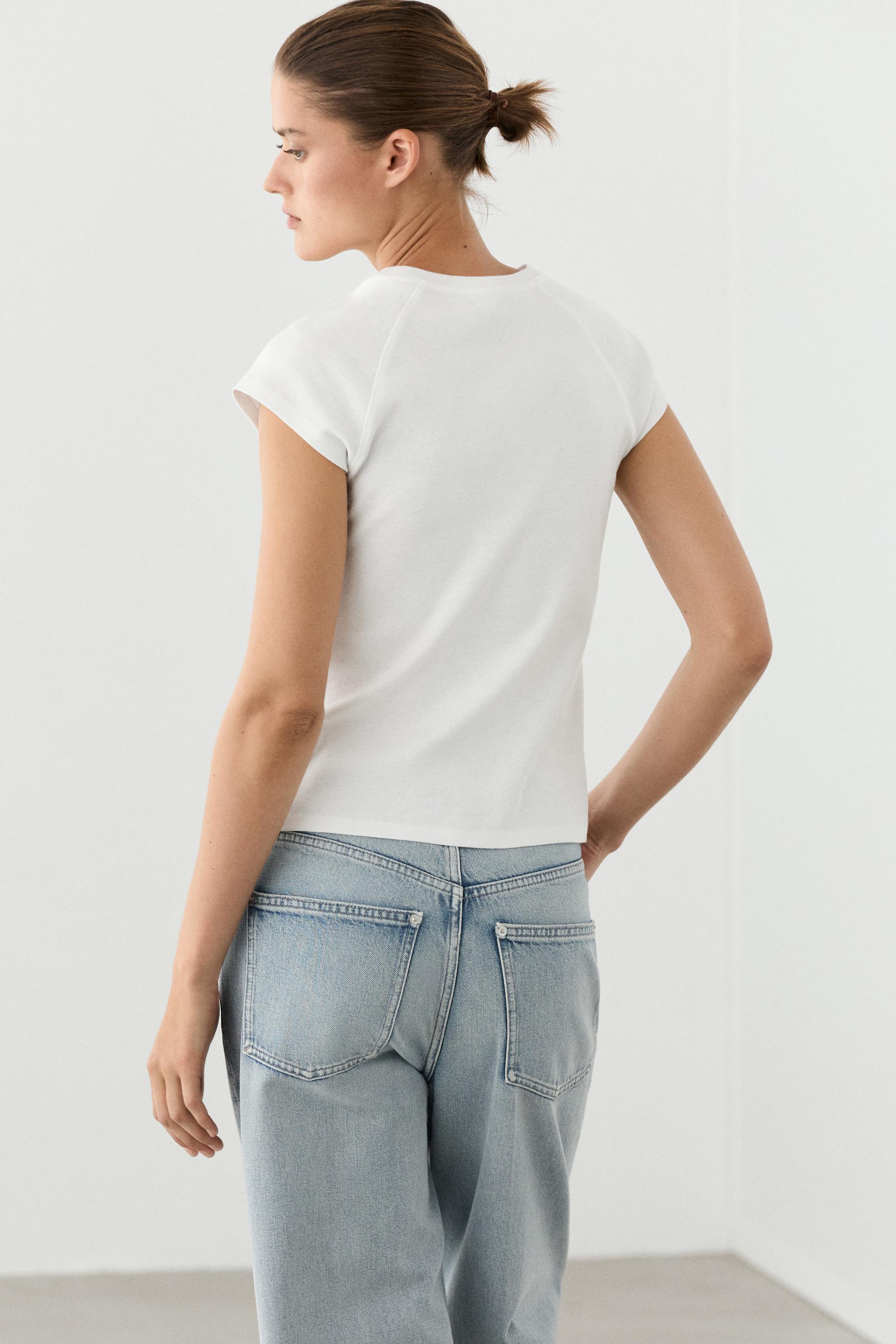 100% Cotton Short Sleeve Raglan T-Shirt — Off white