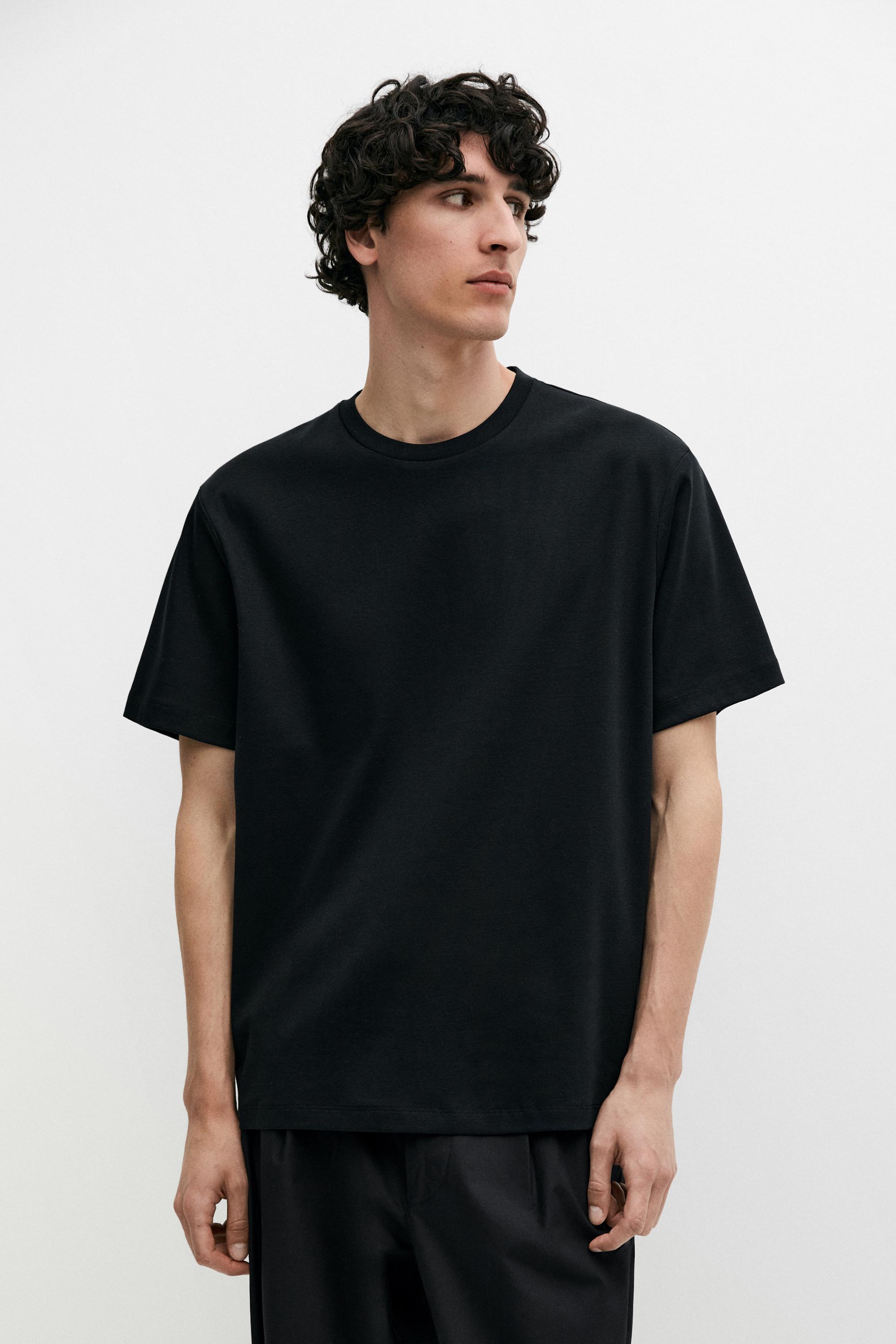 100% mercerised cotton T-shirt — BLACK