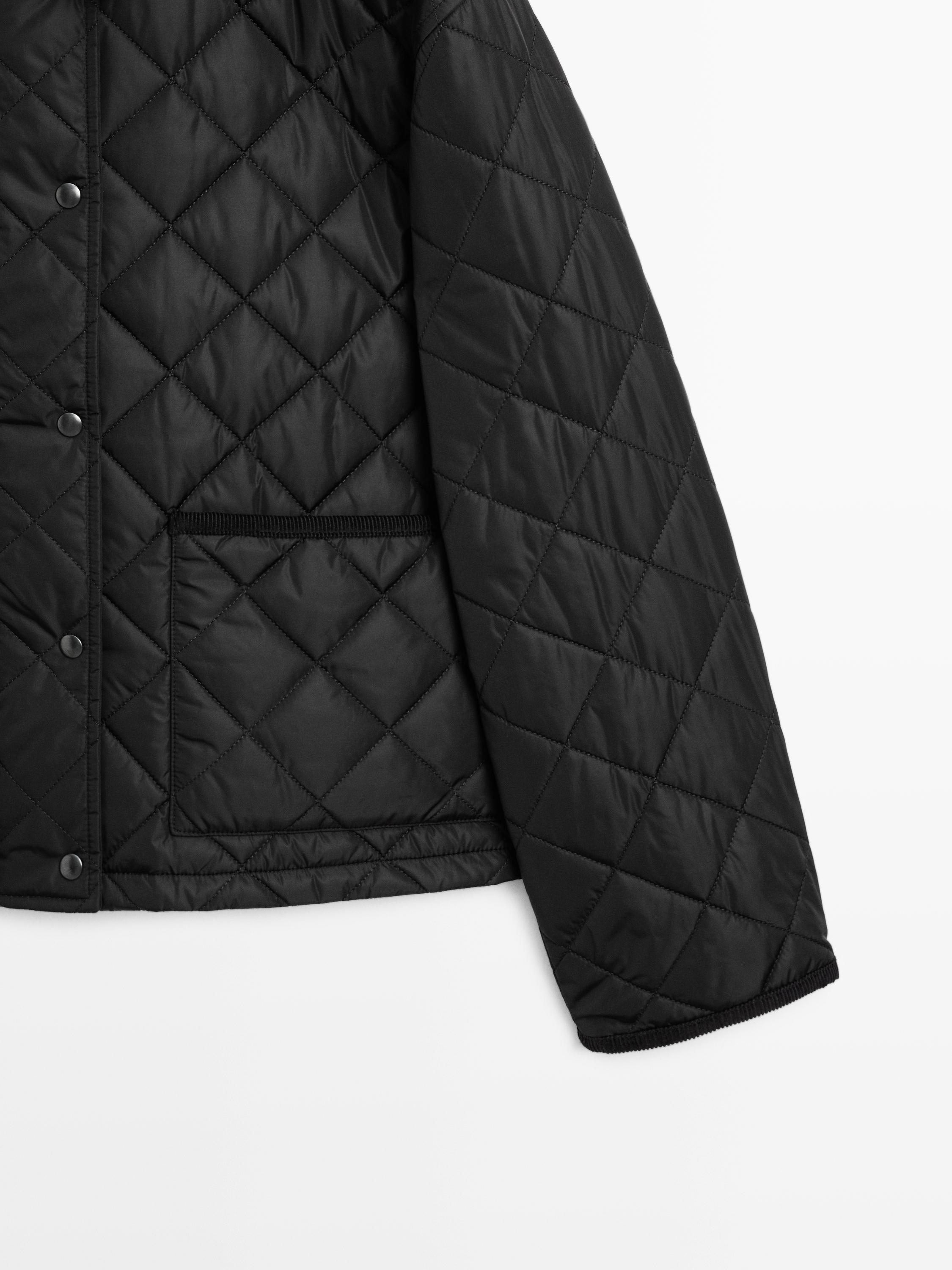 Short lightweight quilted jacket with corduroy detail