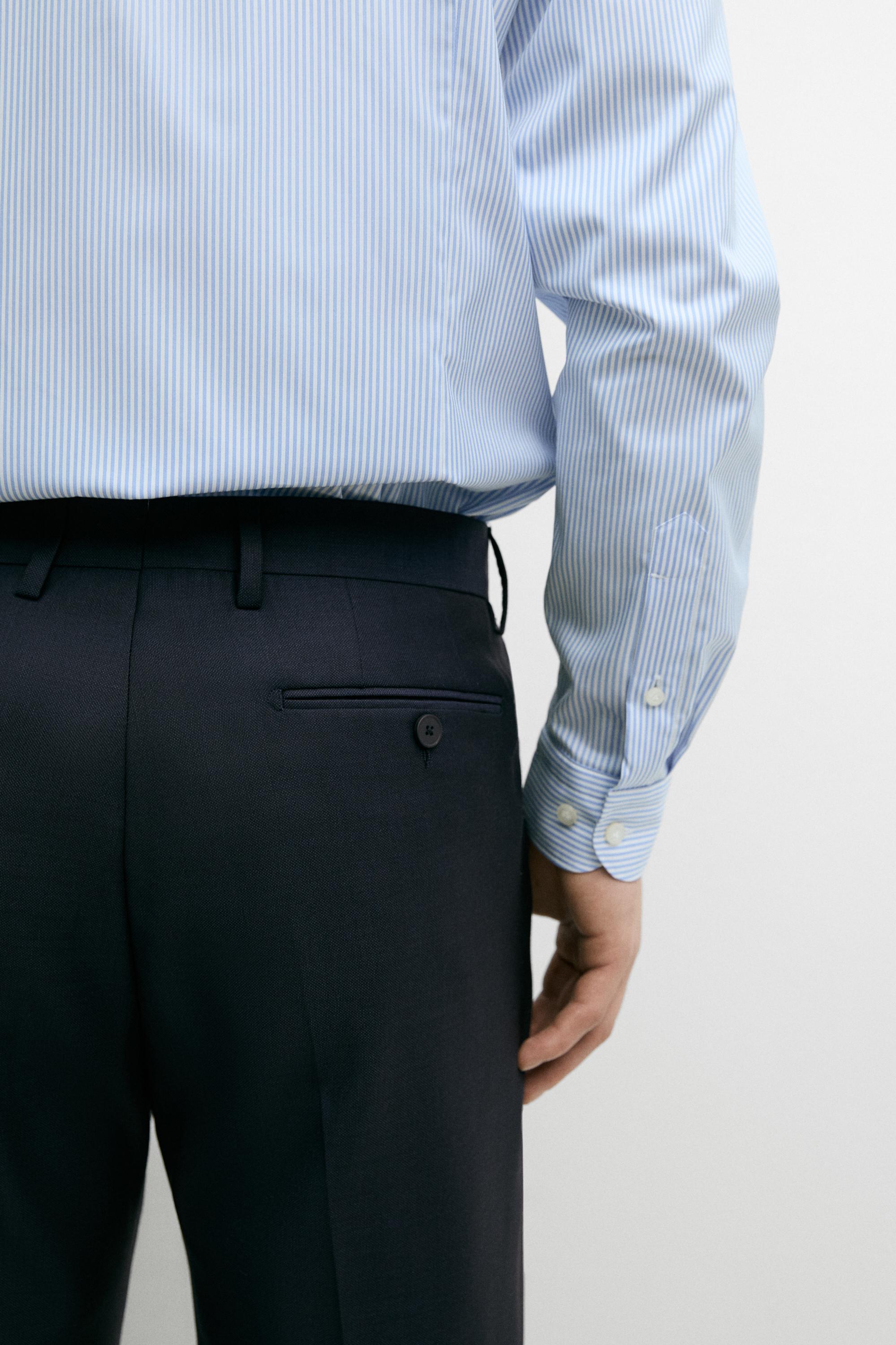 100% wool suit trousers — NAVY BLUE