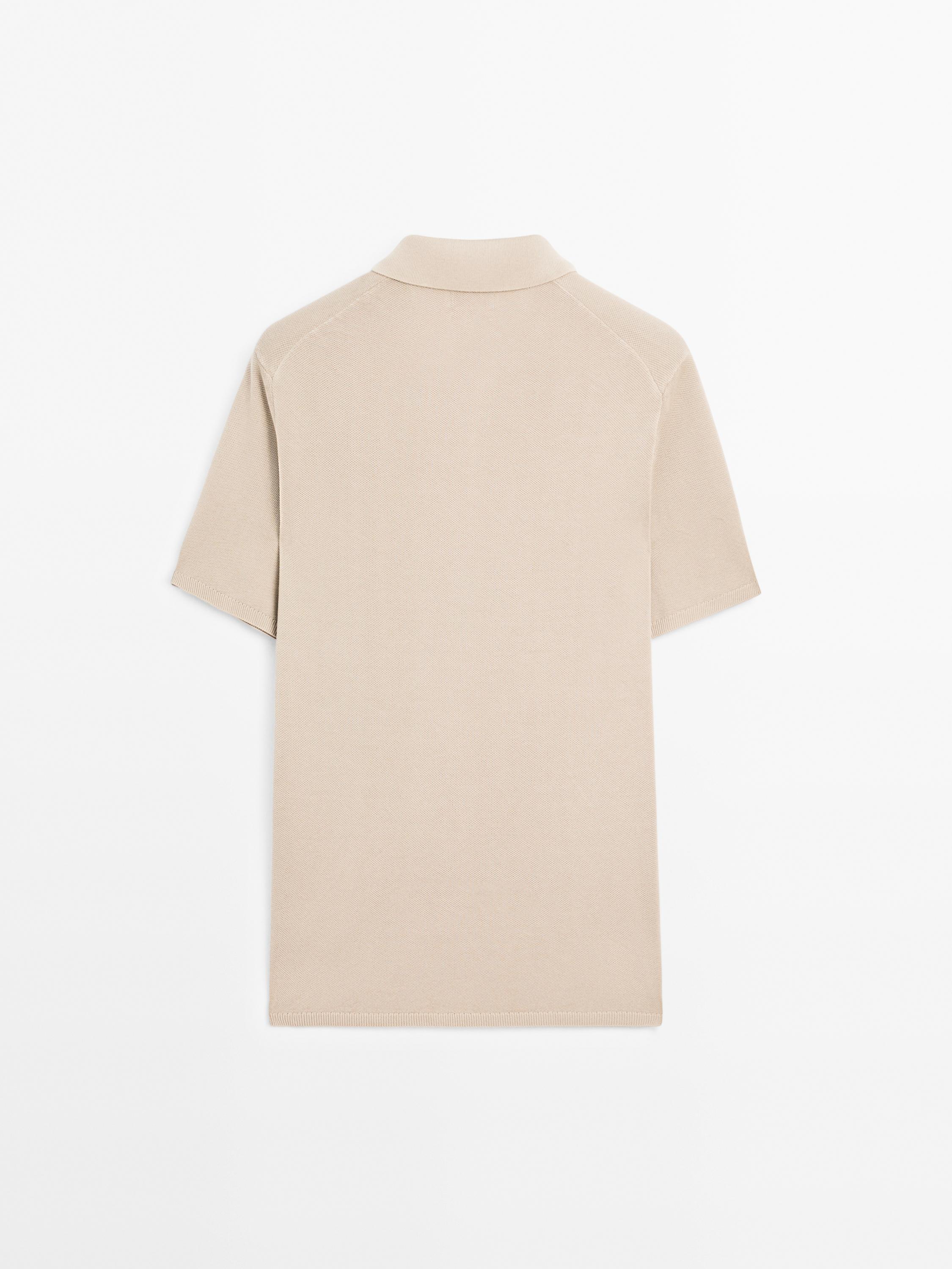100% cotton textured knit polo shirt