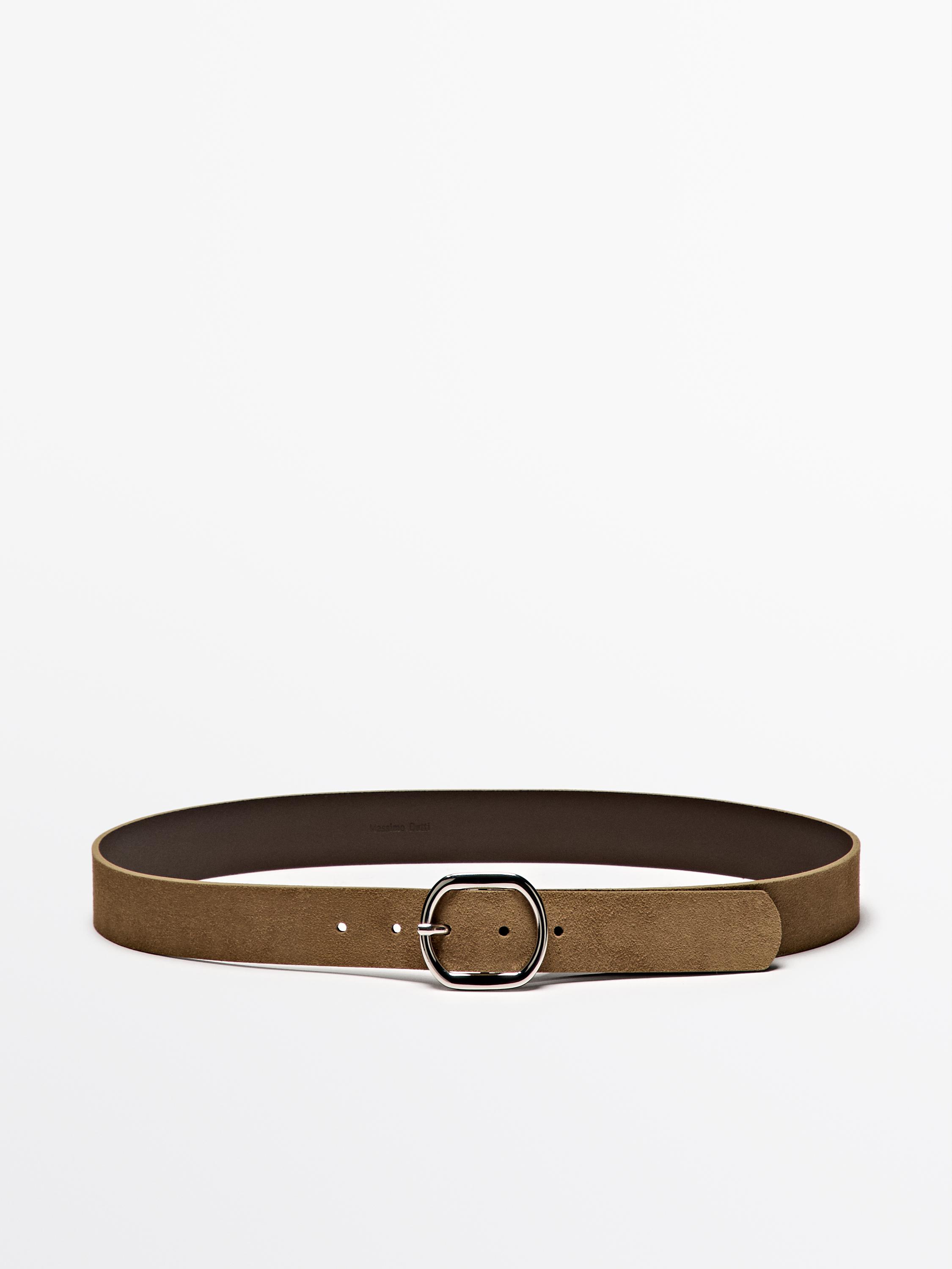 Ceinture boucle ovale croûte de cuir
