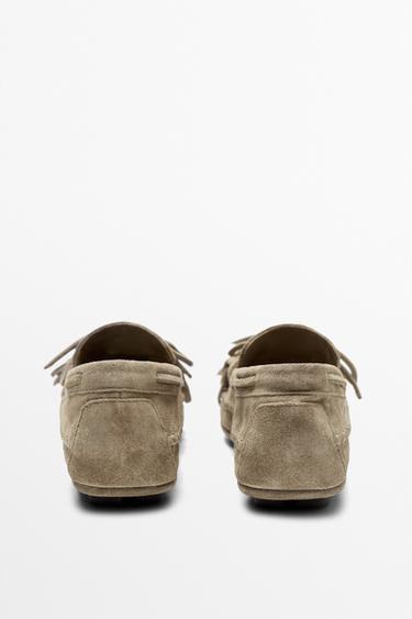 Leather loafers with fringing and tassels — BEIGE 5