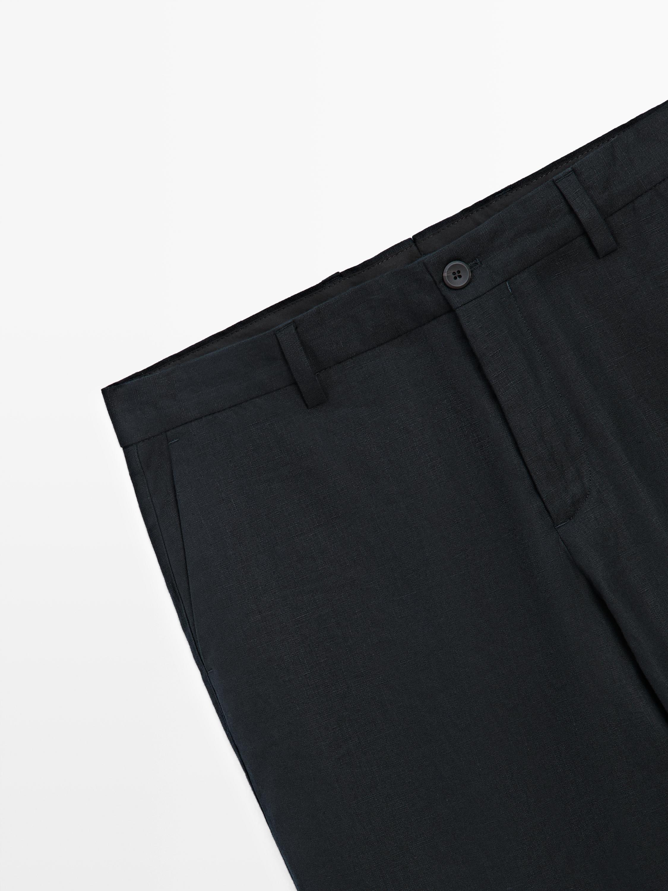 Linen suit trousers — NAVY BLUE