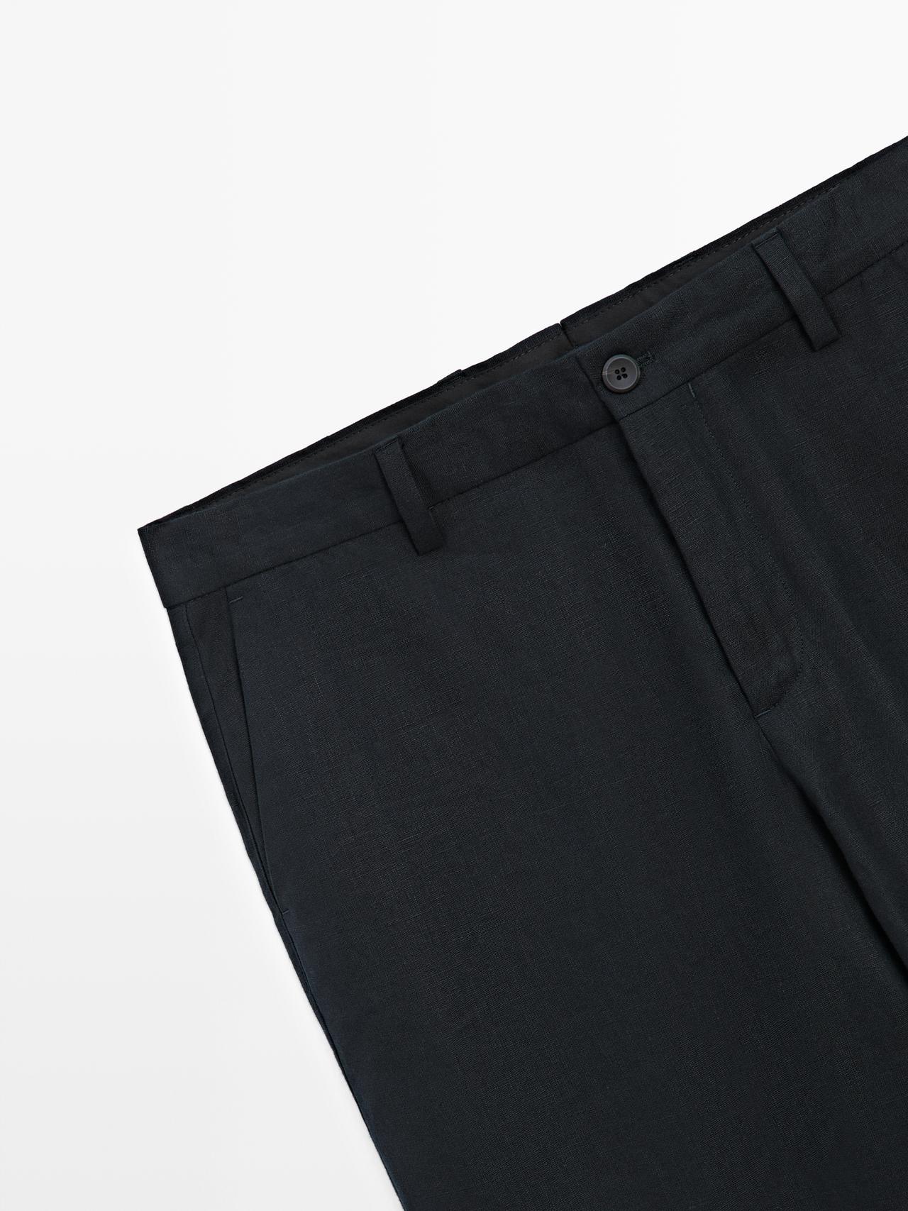 Linen suit trousers — NAVY BLUE