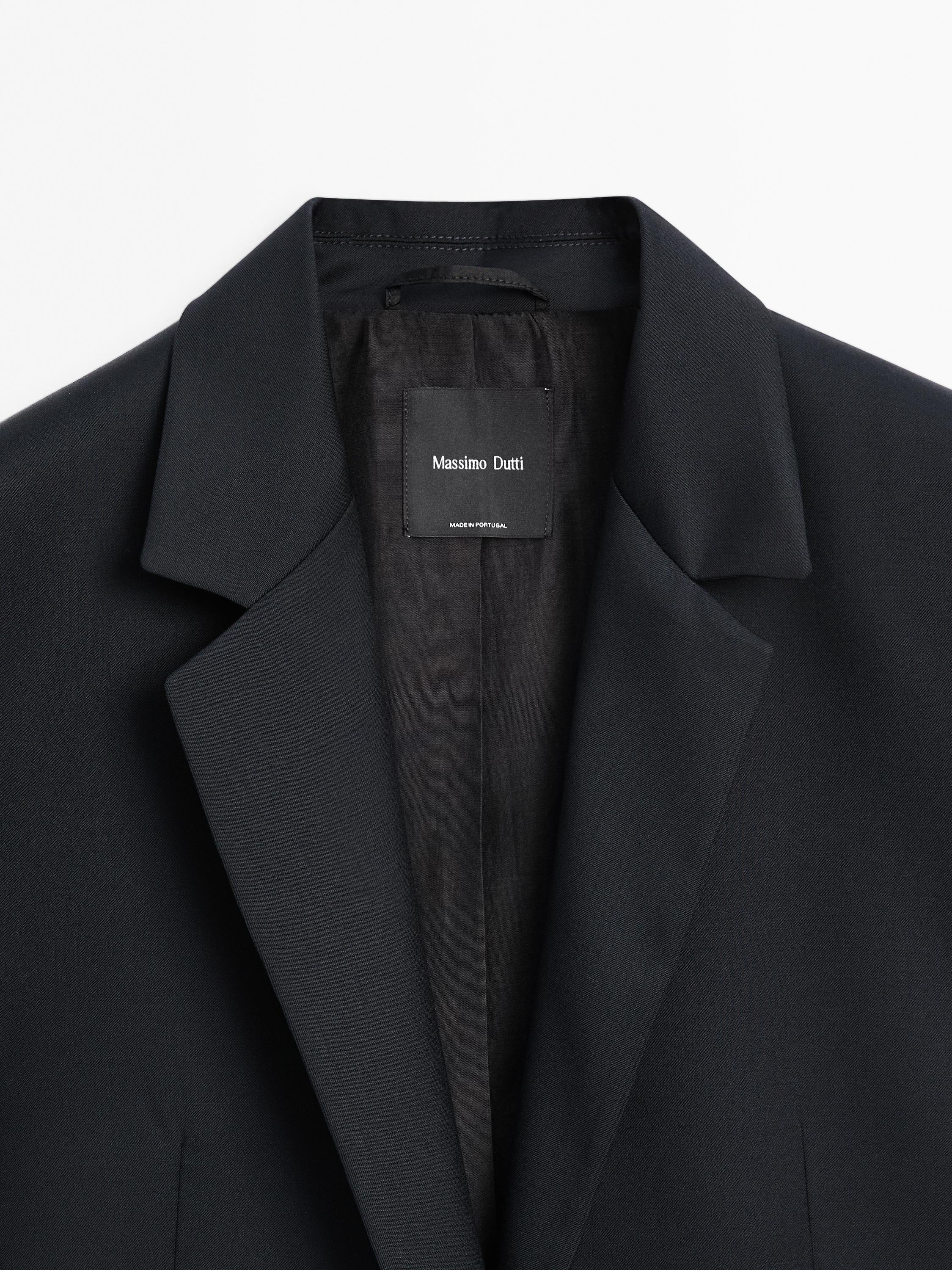 100% extra fine wool two-button blazer — NAVY BLUE