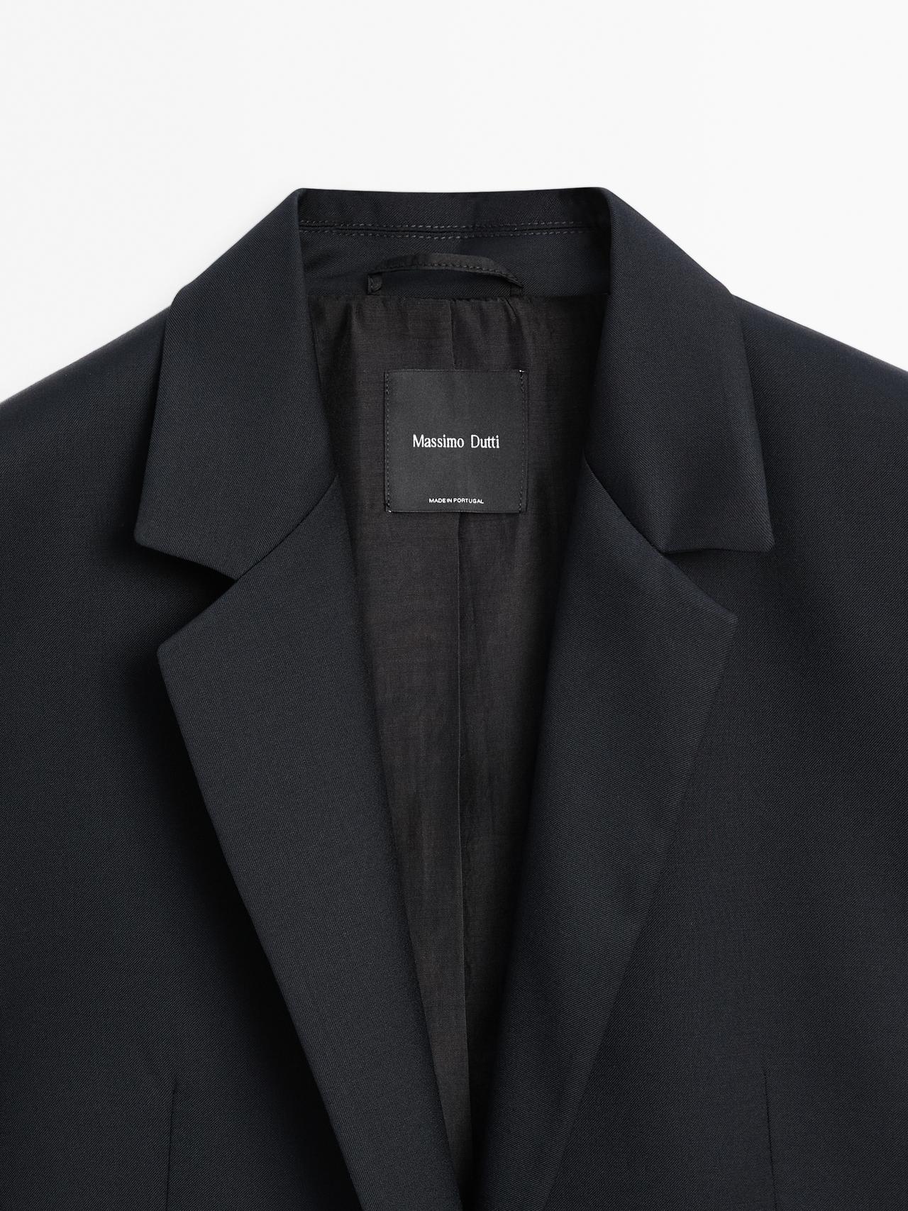 100% extra fine wool two-button blazer — NAVY BLUE