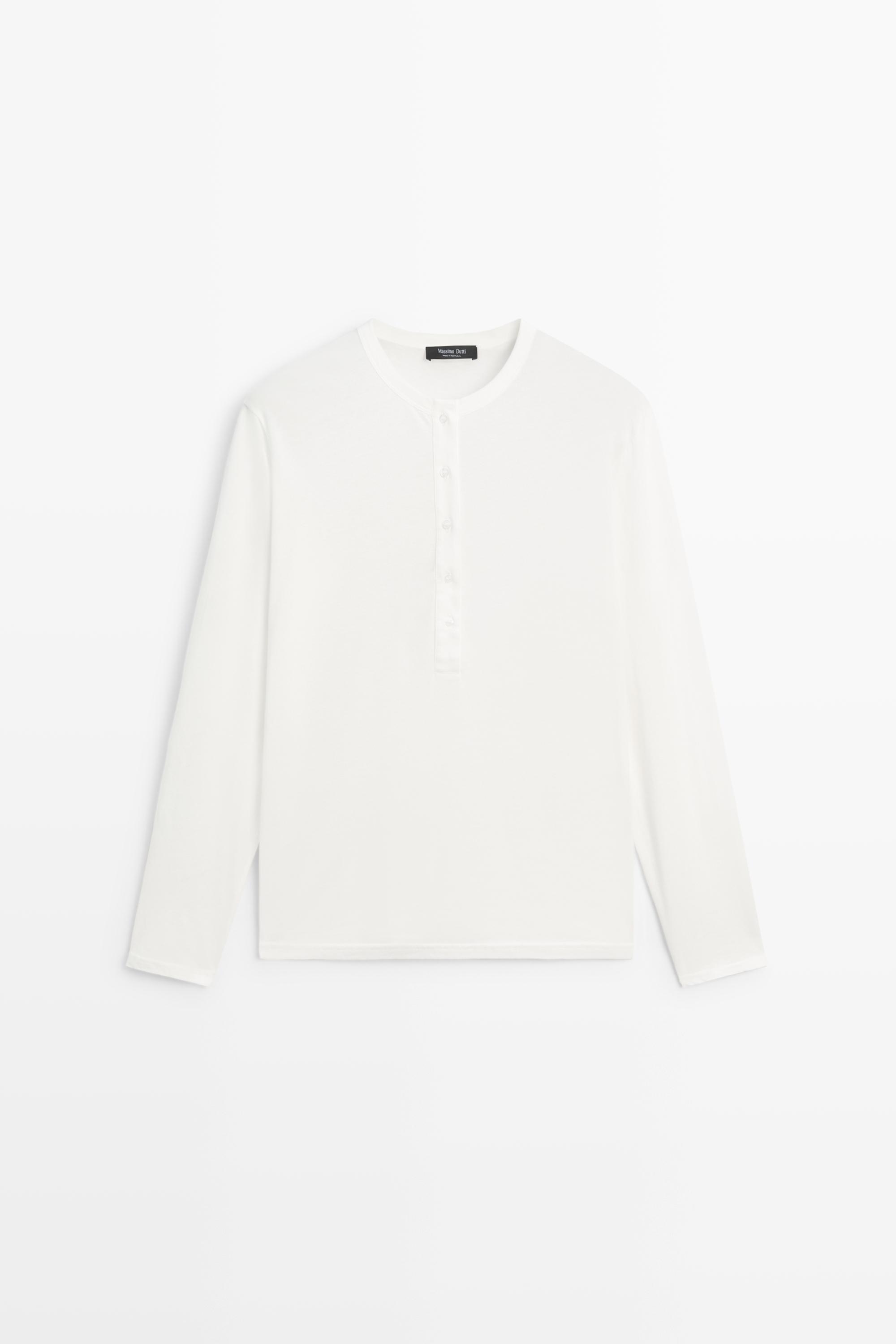 100% cotton long sleeve T-shirt — WHITE