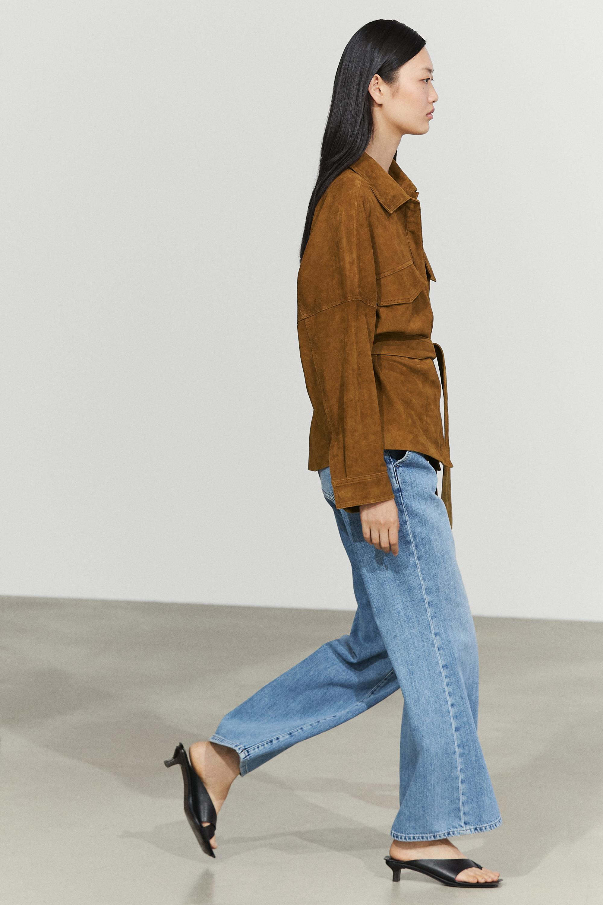 Suede leather jacket — DARK CAMEL