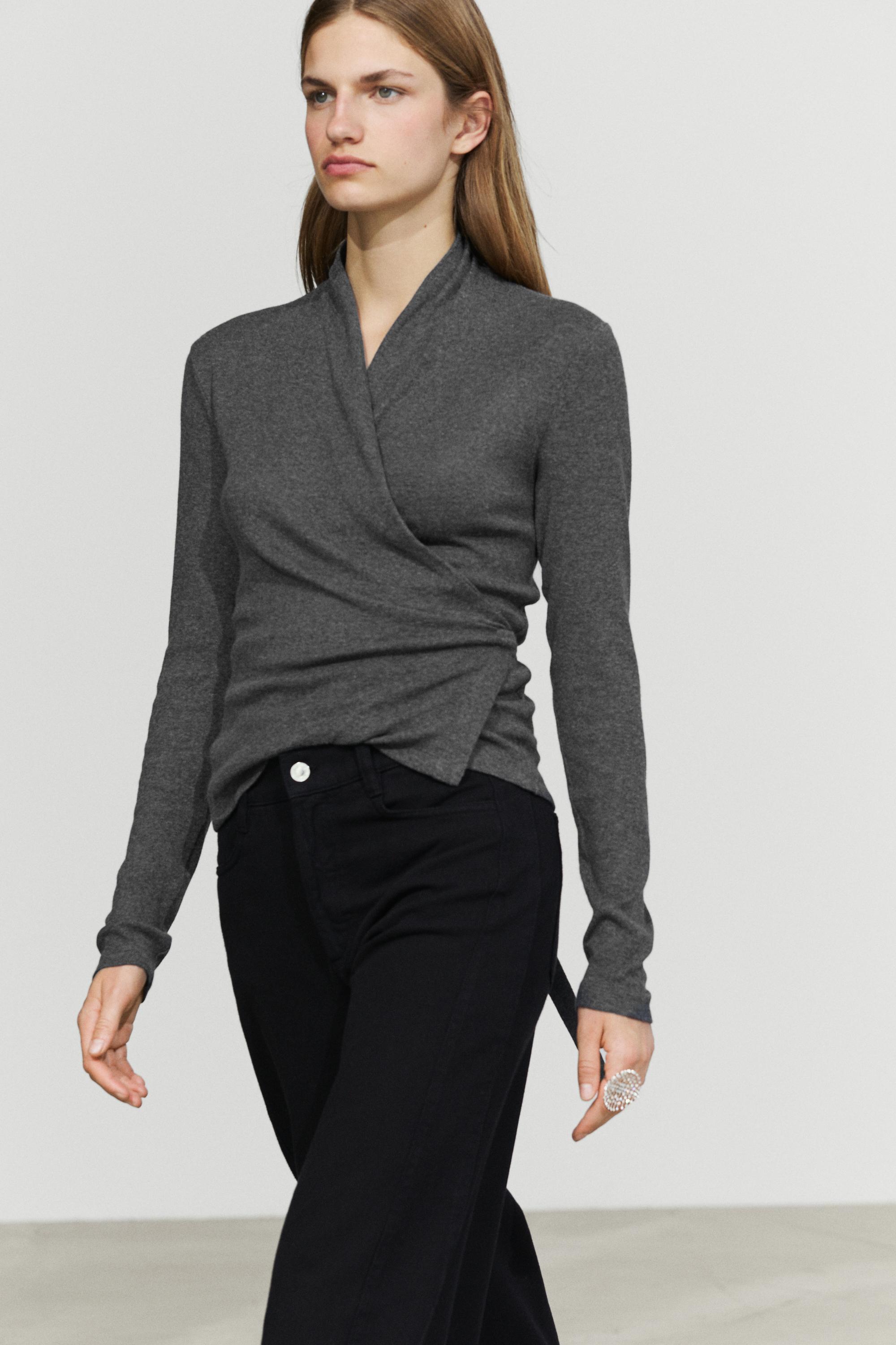 Cotton cashmere wrap cardigan