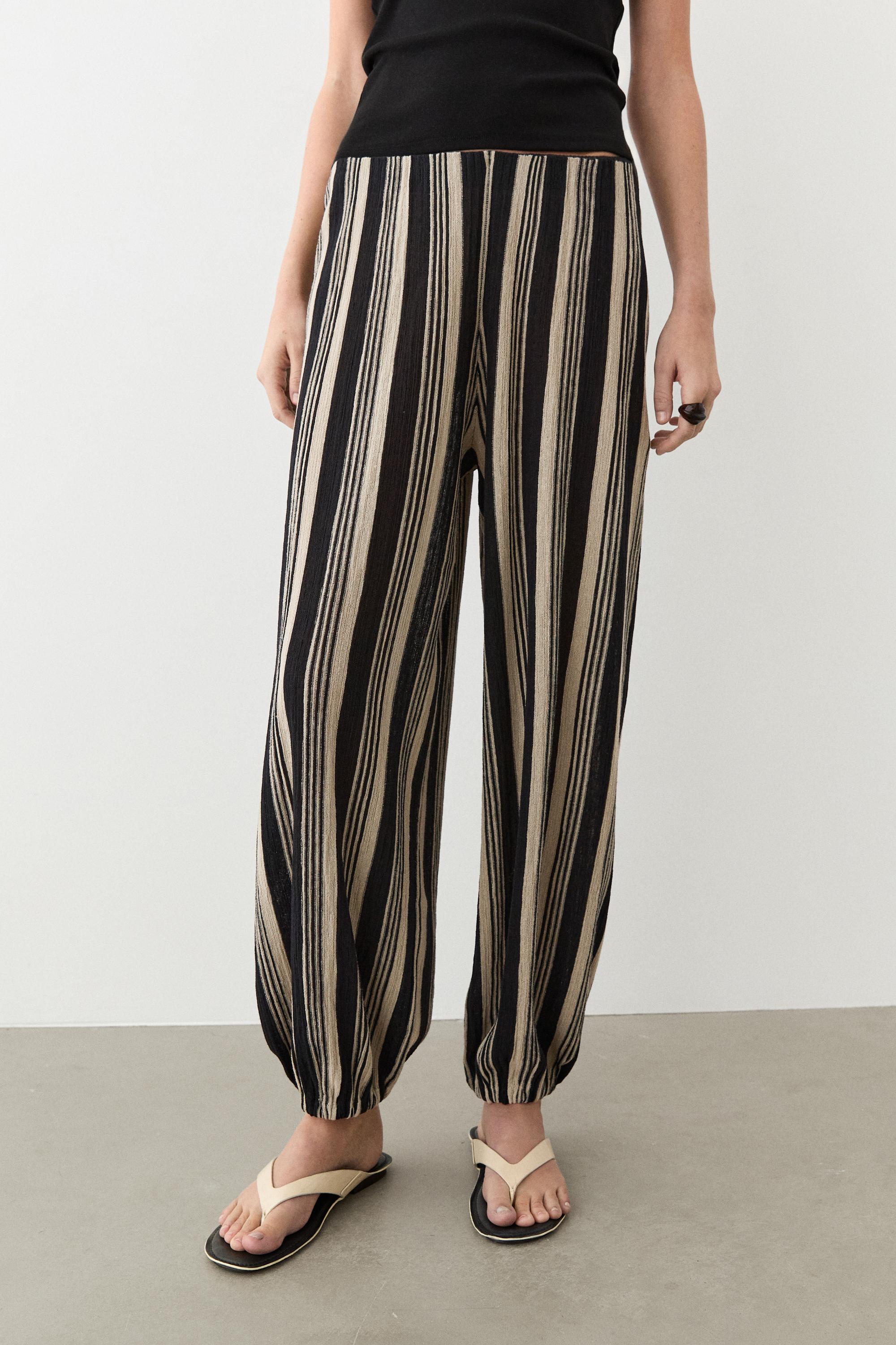 Striped sarouel co-ord pants — BLACK