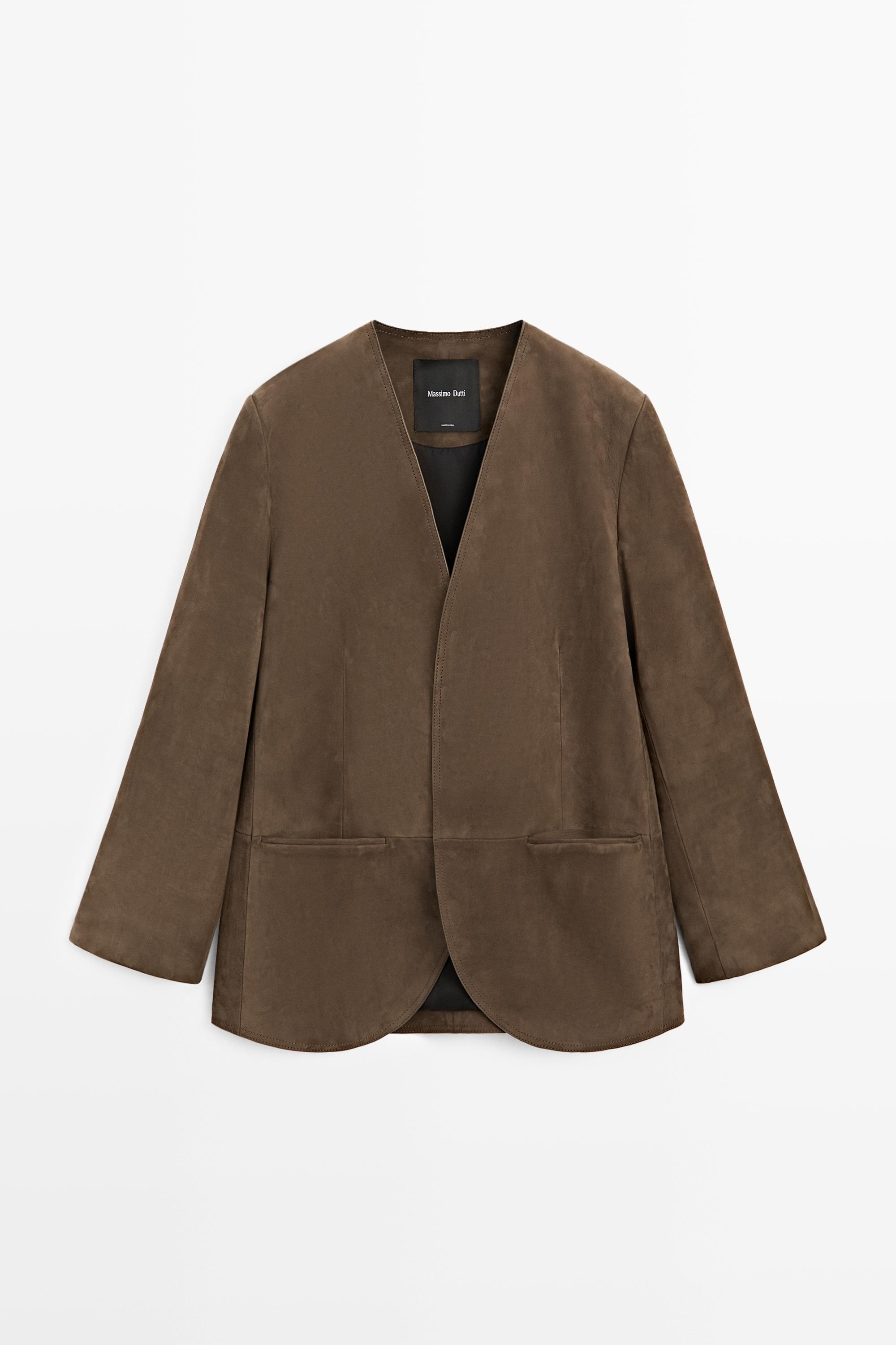 Suede leather blazer