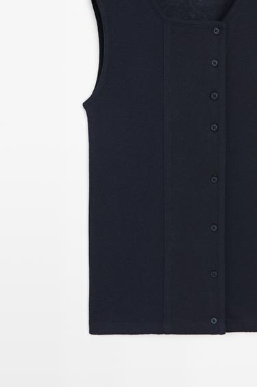 Cotton blend button placket T-shirt — NAVY BLUE 7